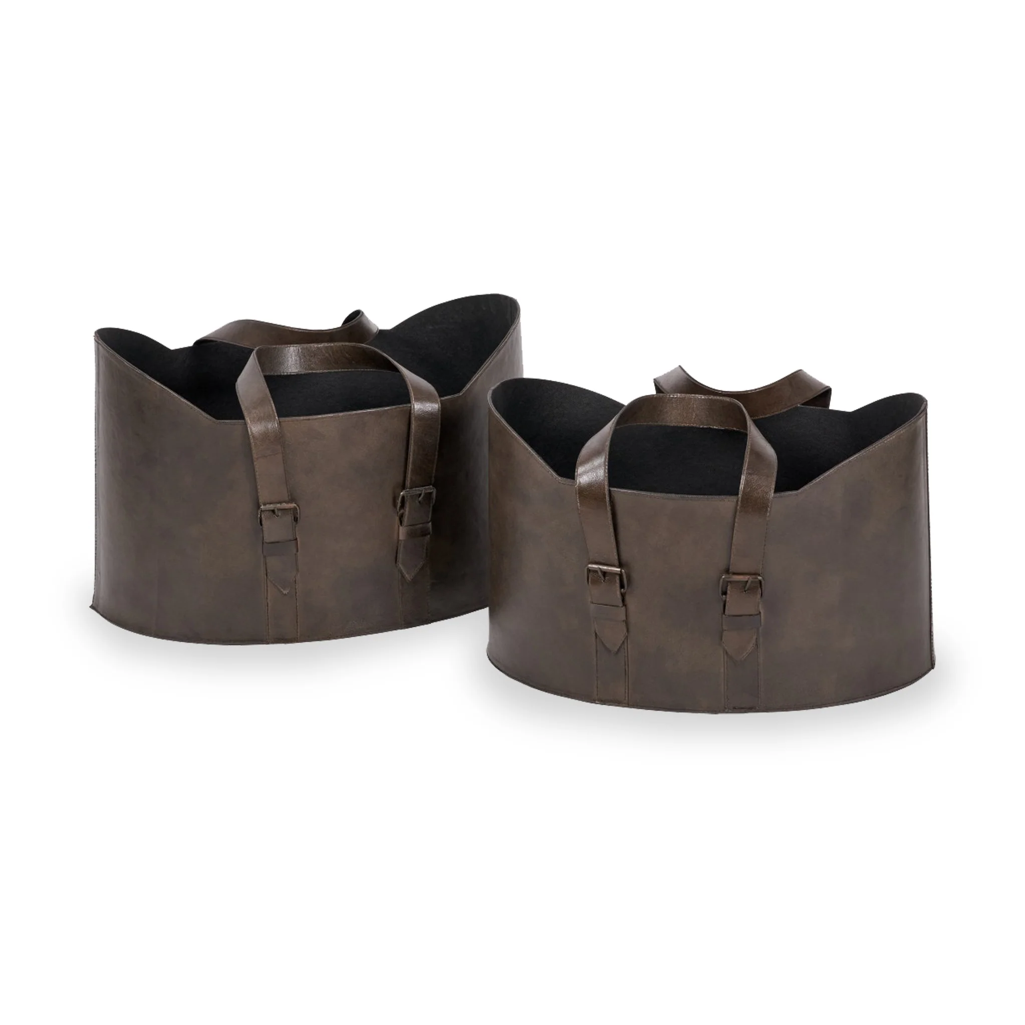 Alessio Peppercorn Leather Handled Storage Set of 2
