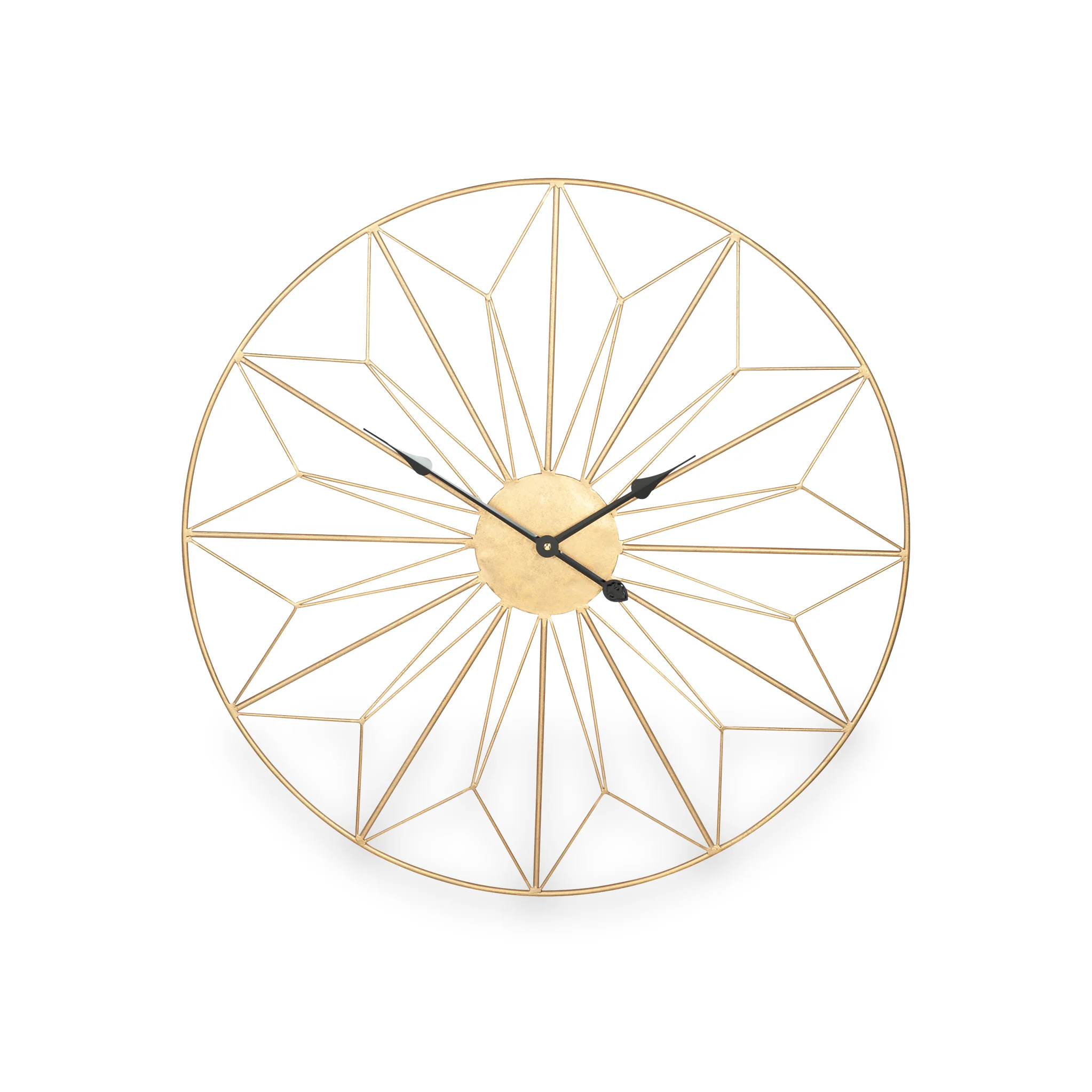 Antique Gold Metal Geo Design Round Wall Clock