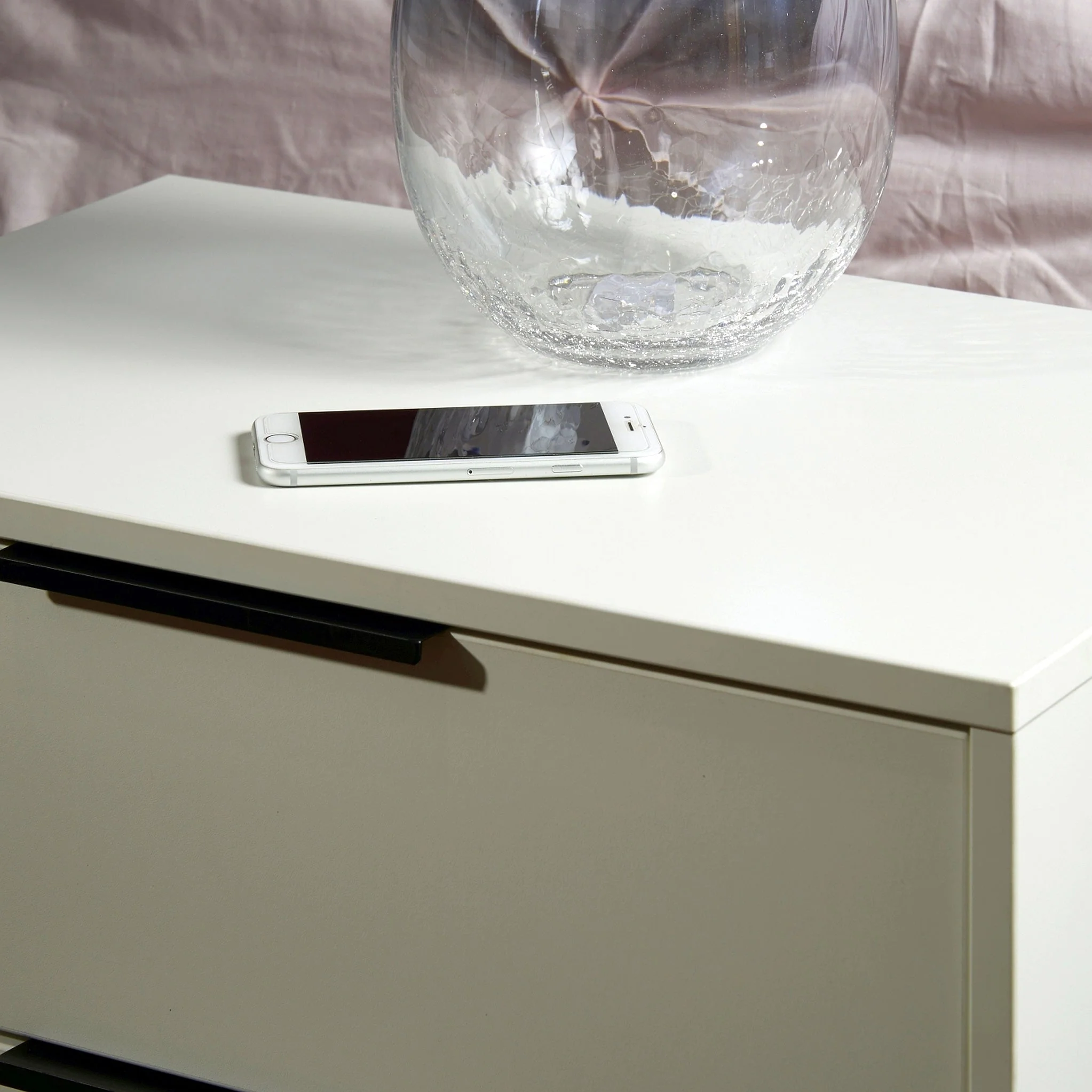 Asher White 2 Drawer Side Table with Black Legs - Image 4
