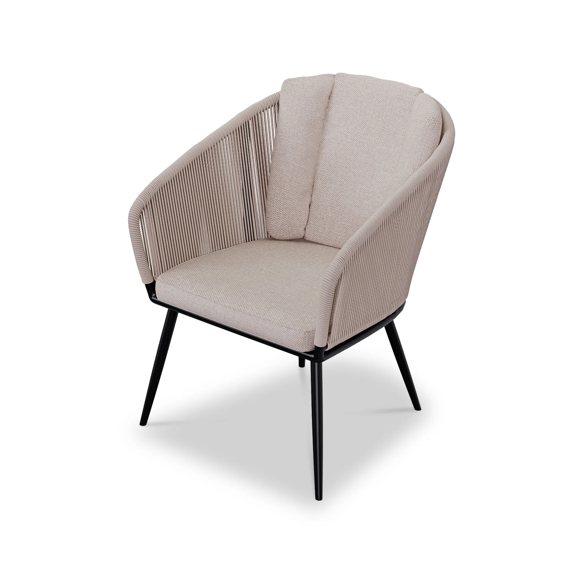 Bali 4 Seater Round Ceramic Glass Dining Set with Bali Rope Chairs - Image 11