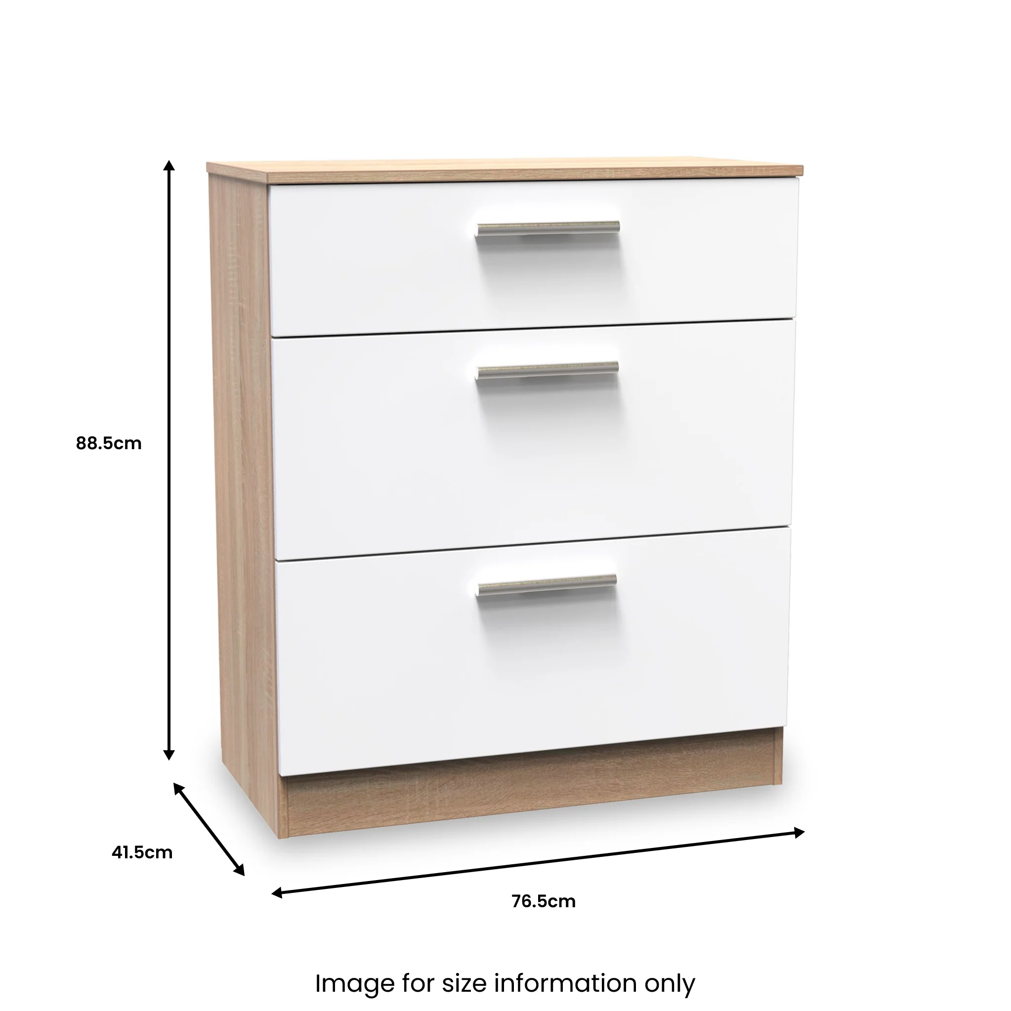 Blakely White & Light Oak 3 Drawer Deep Chest - Image 7