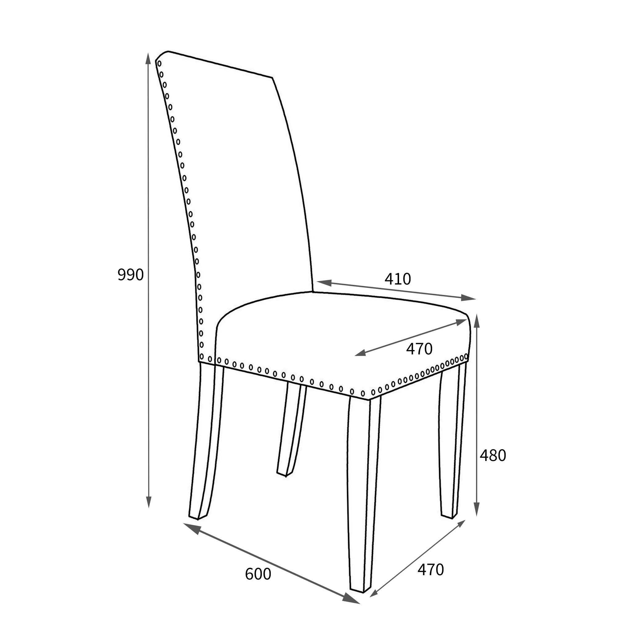 Conran Stud Detail Dining Chair with Black Legs - Image 11
