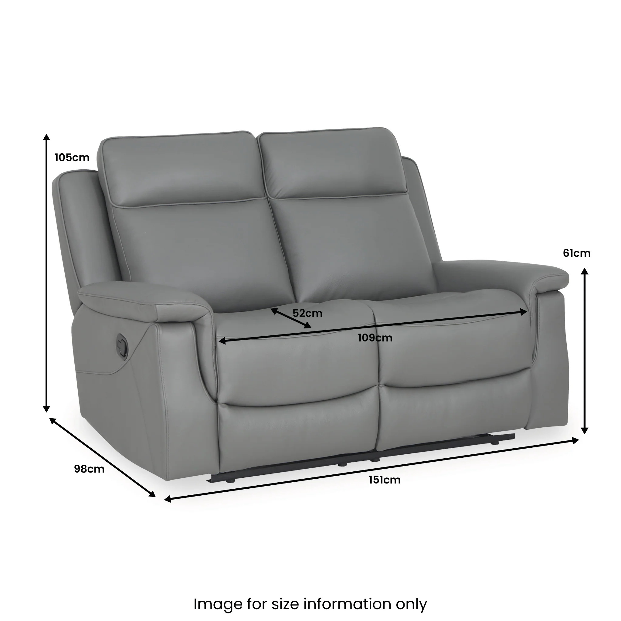Denbor Leather Recliner 2 Seater Sofa - Image 4