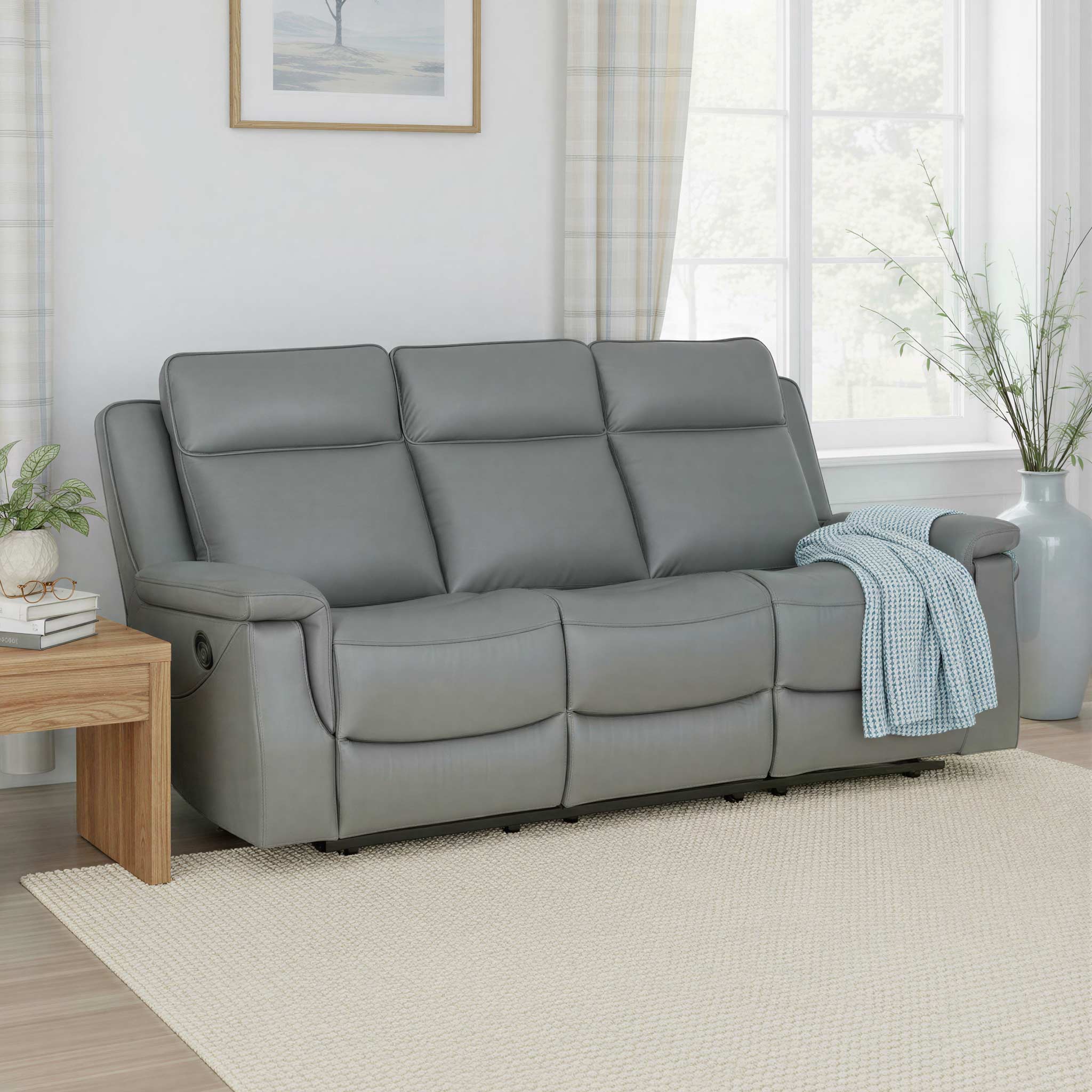 Denbor Leather Recliner 3 Seater Sofa - Image 2