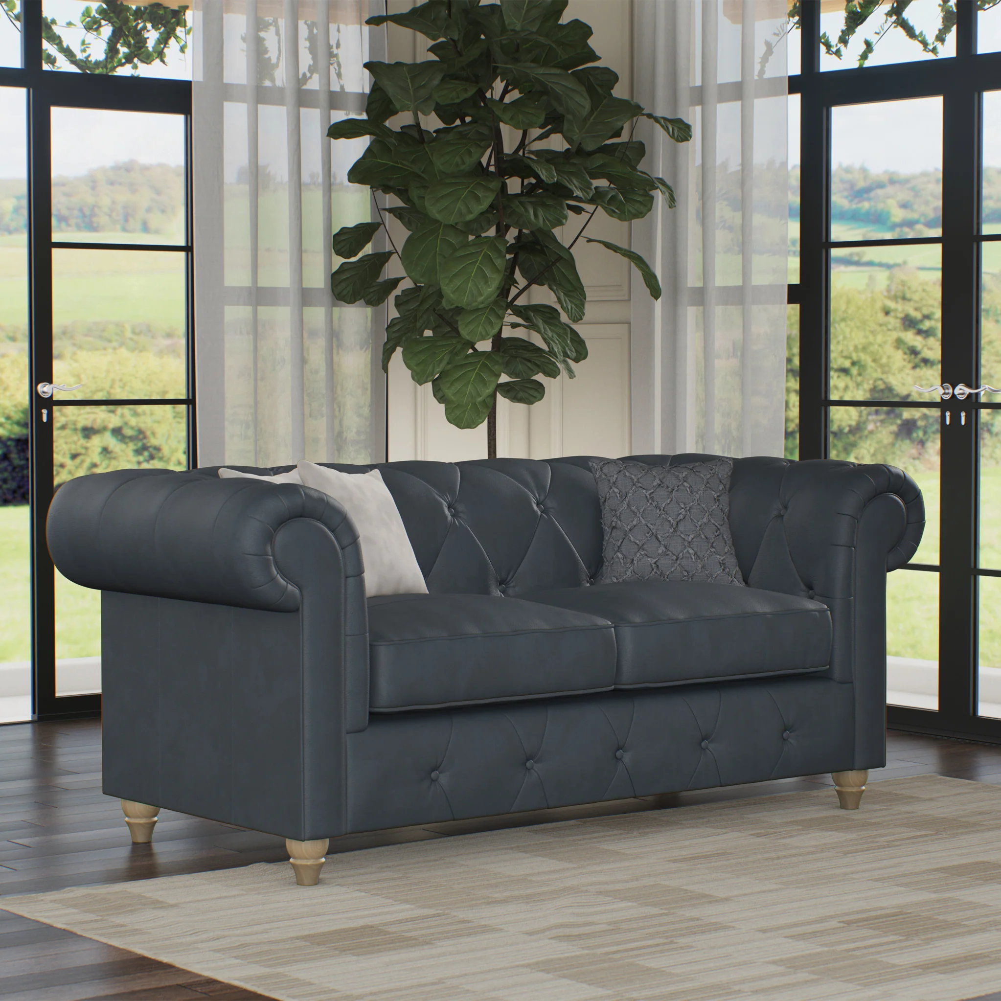 Everett Leather 2 Seater Sofa - Image 24