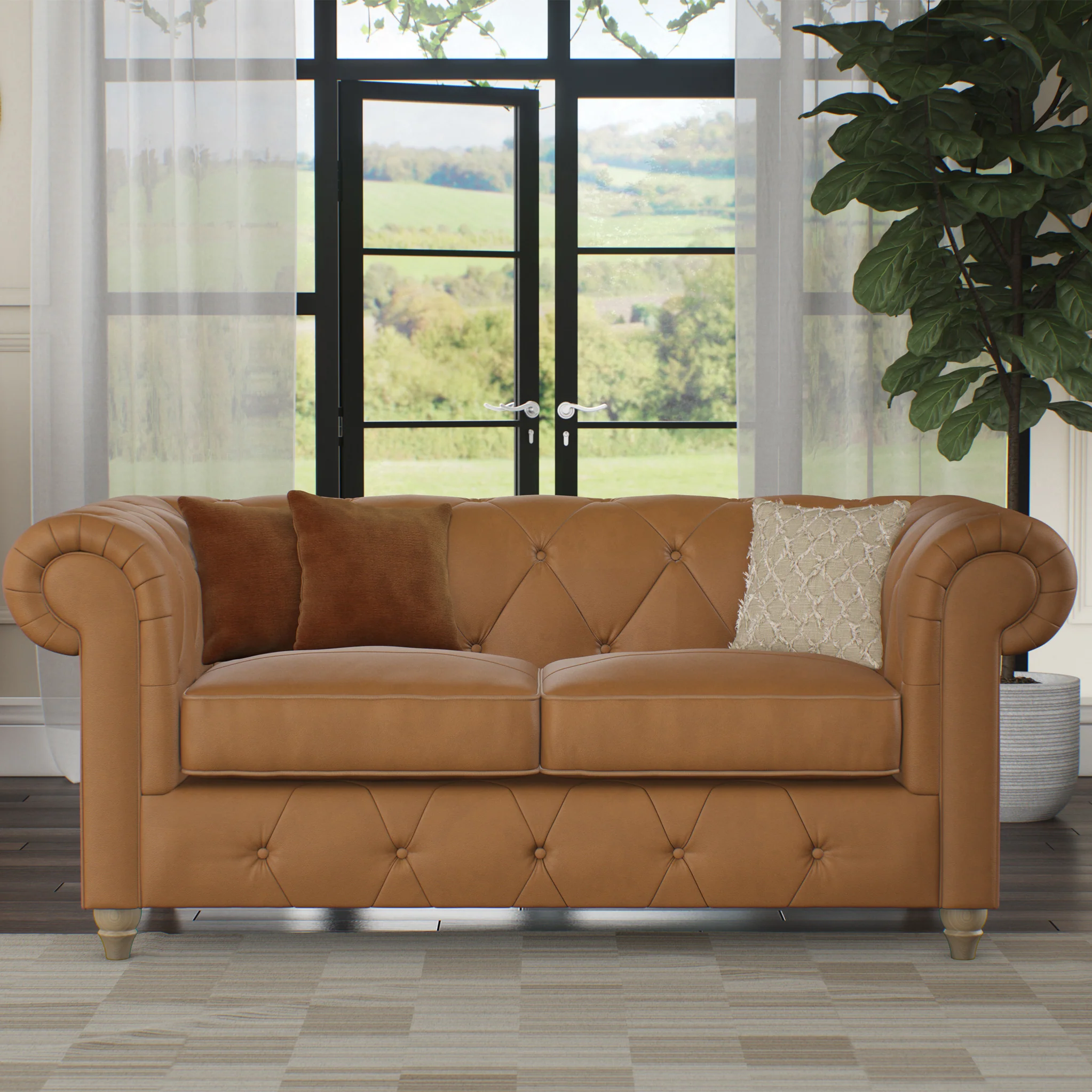 Everett Leather 2 Seater Sofa - Image 58