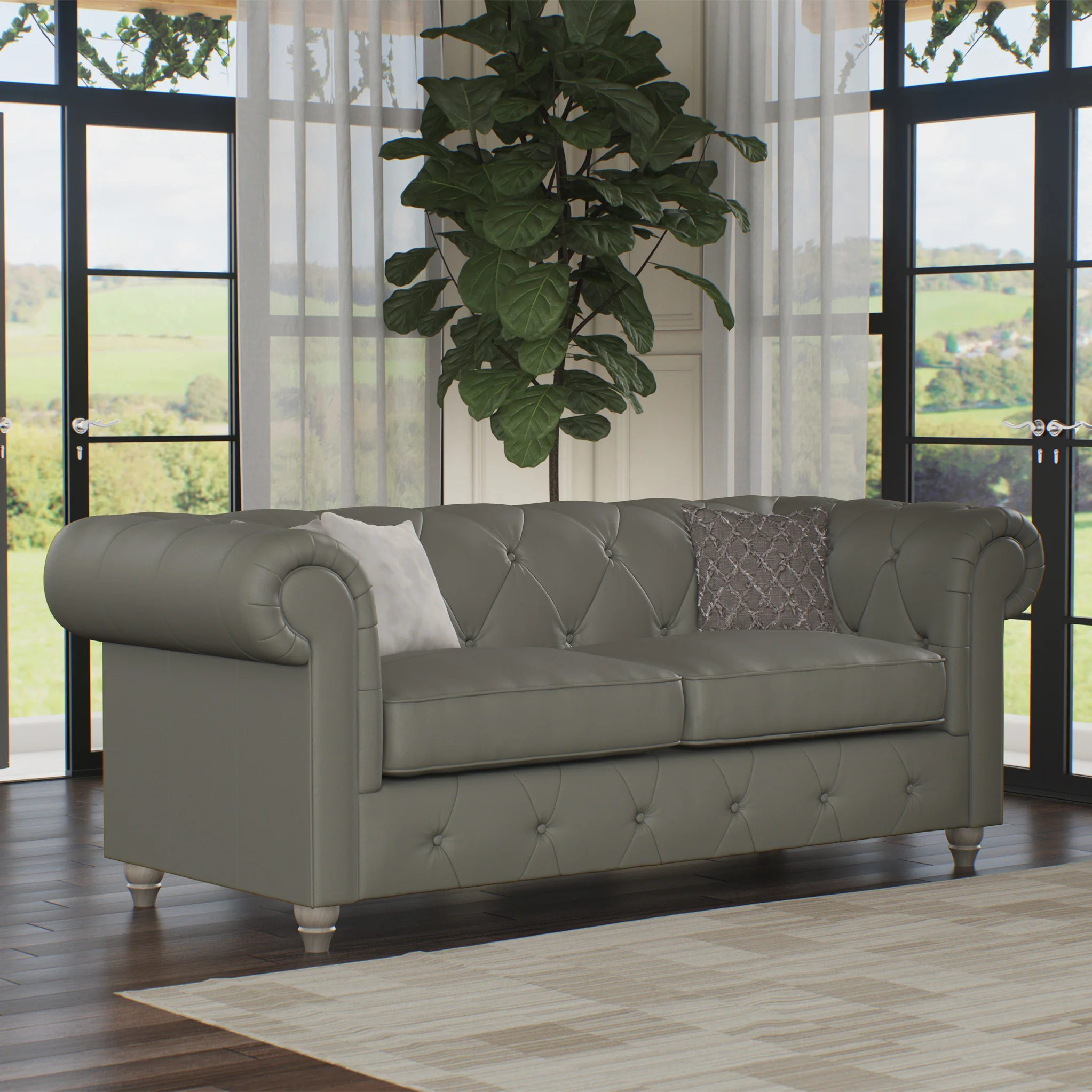 Everett Leather 3 Seater Sofa - Image 17