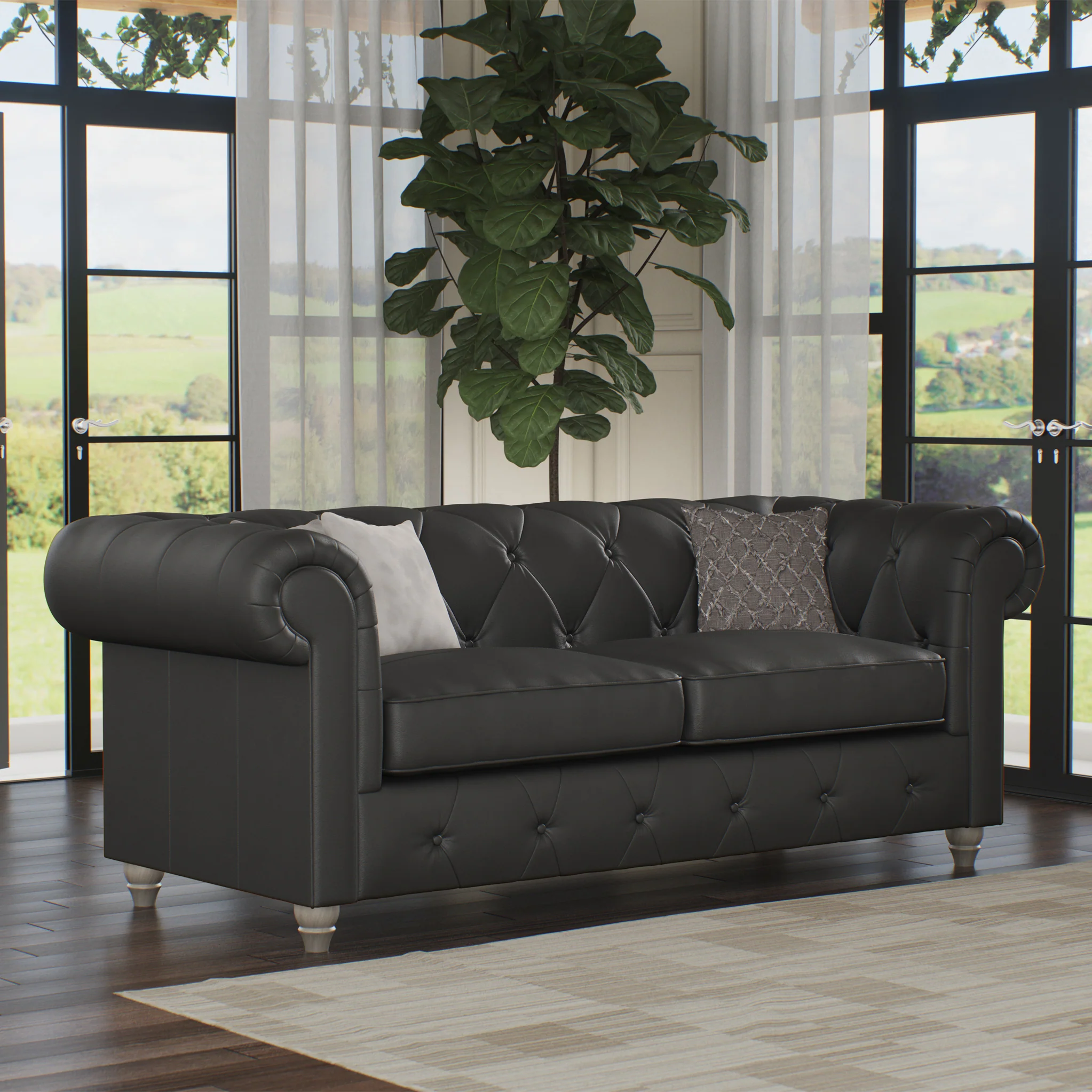 Everett Leather 3 Seater Sofa - Image 39