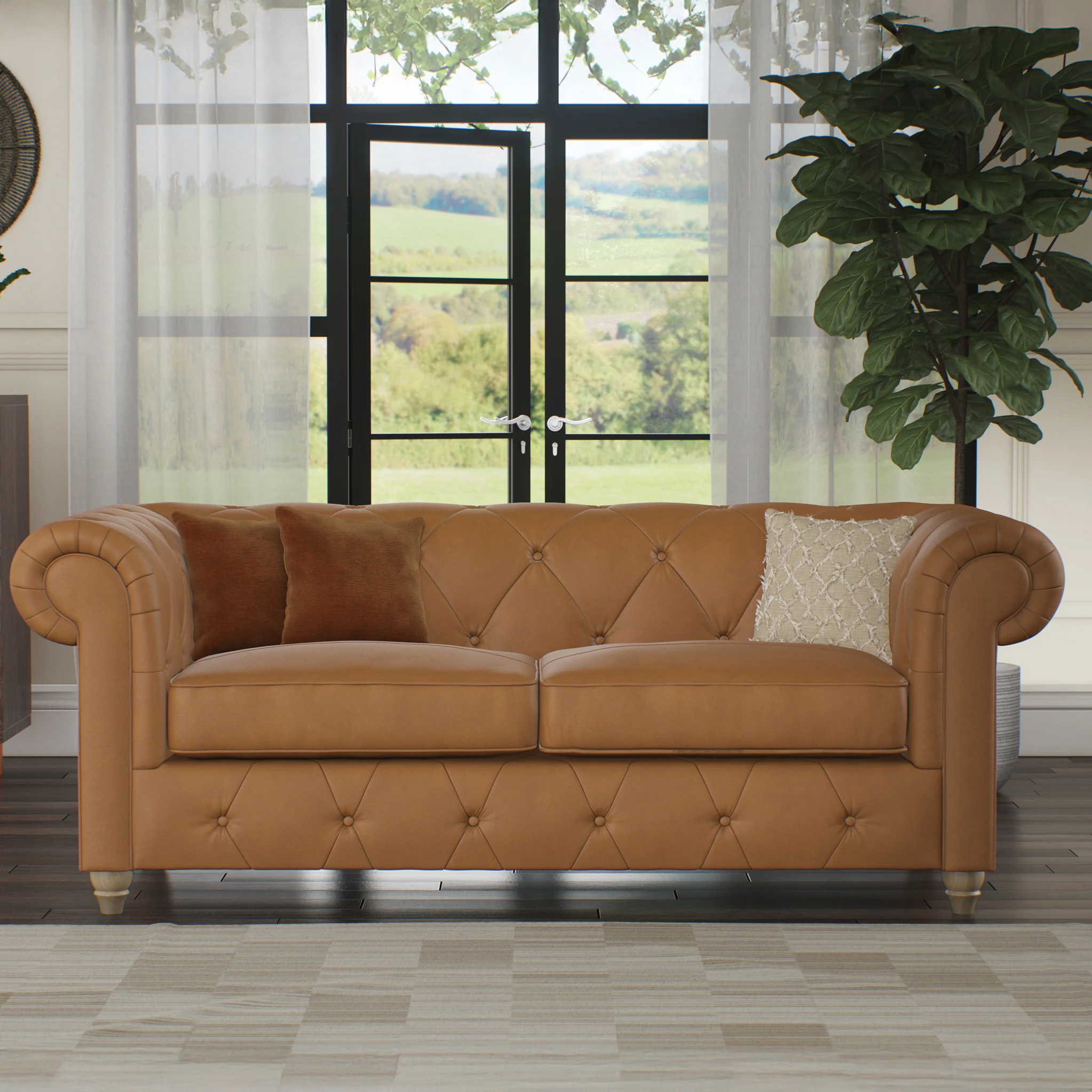 Everett Leather 3 Seater Sofa - Image 47