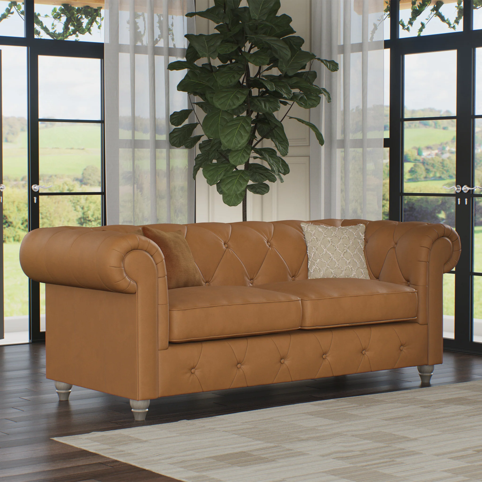 Everett Leather 3 Seater Sofa - Image 50