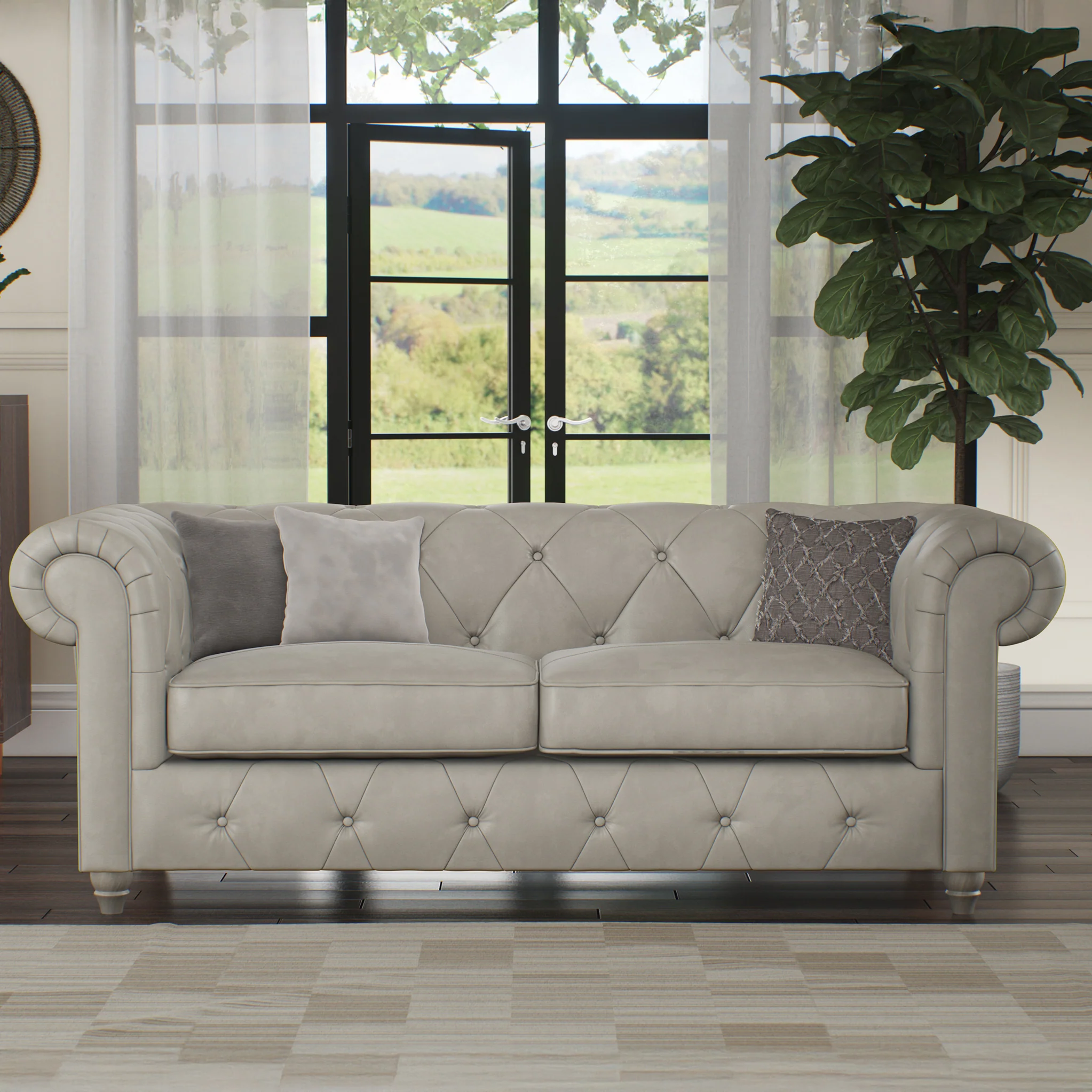 Everett Leather 3 Seater Sofa - Image 62