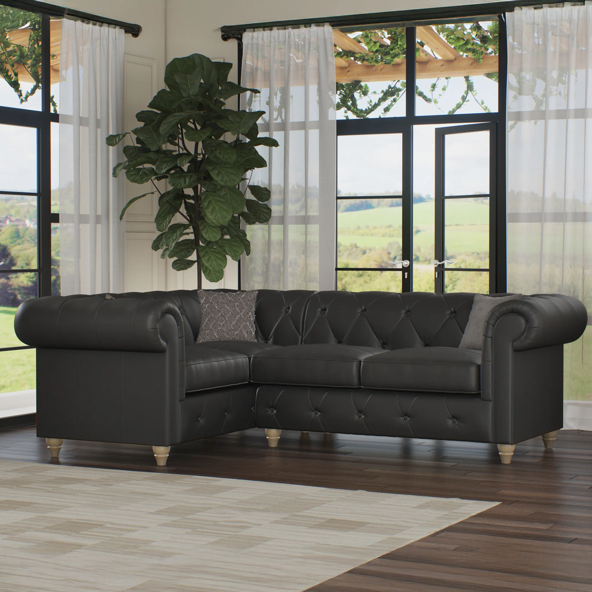 Everett Leather Corner Sofa - Image 68