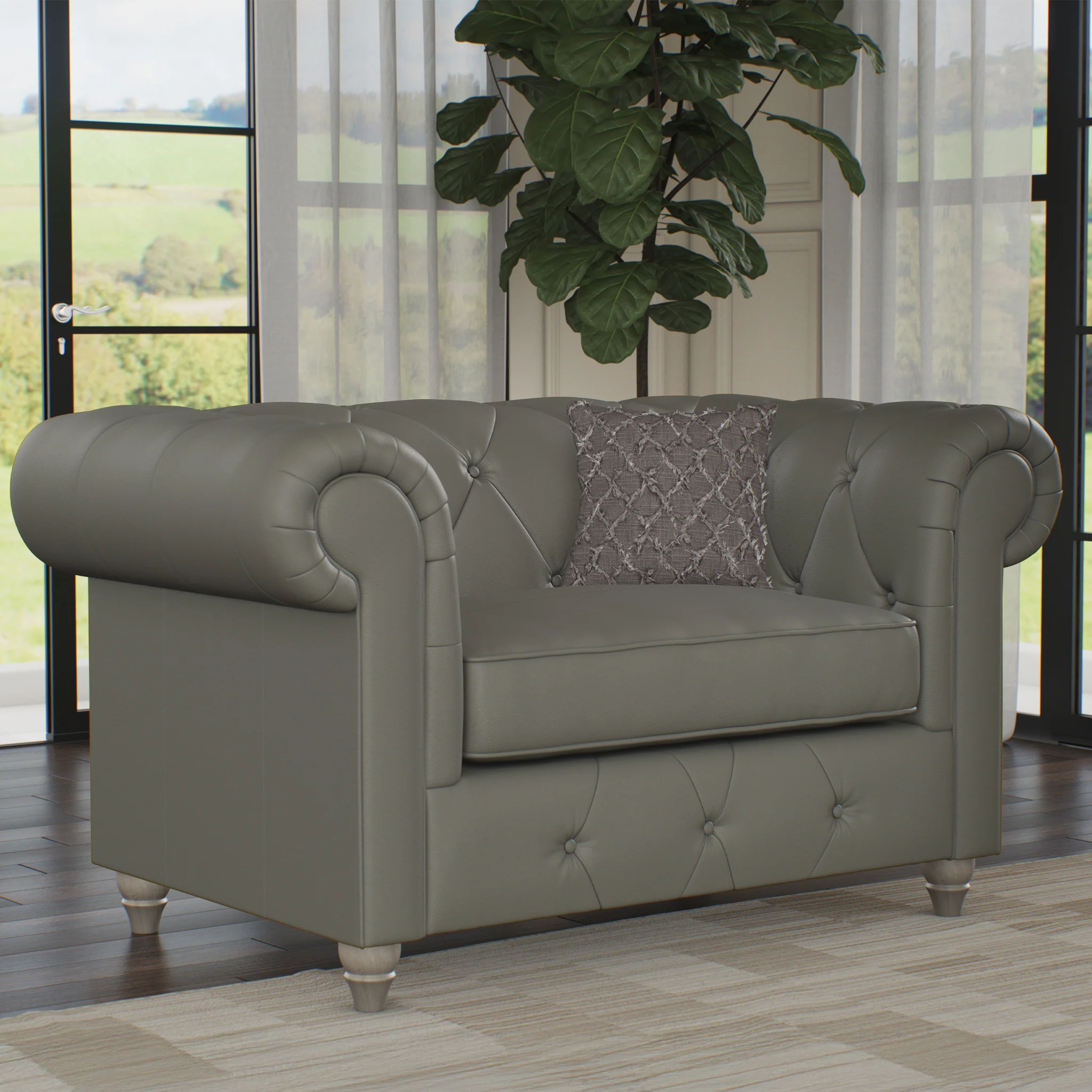 Everett Leather Snuggler Chair - Image 17