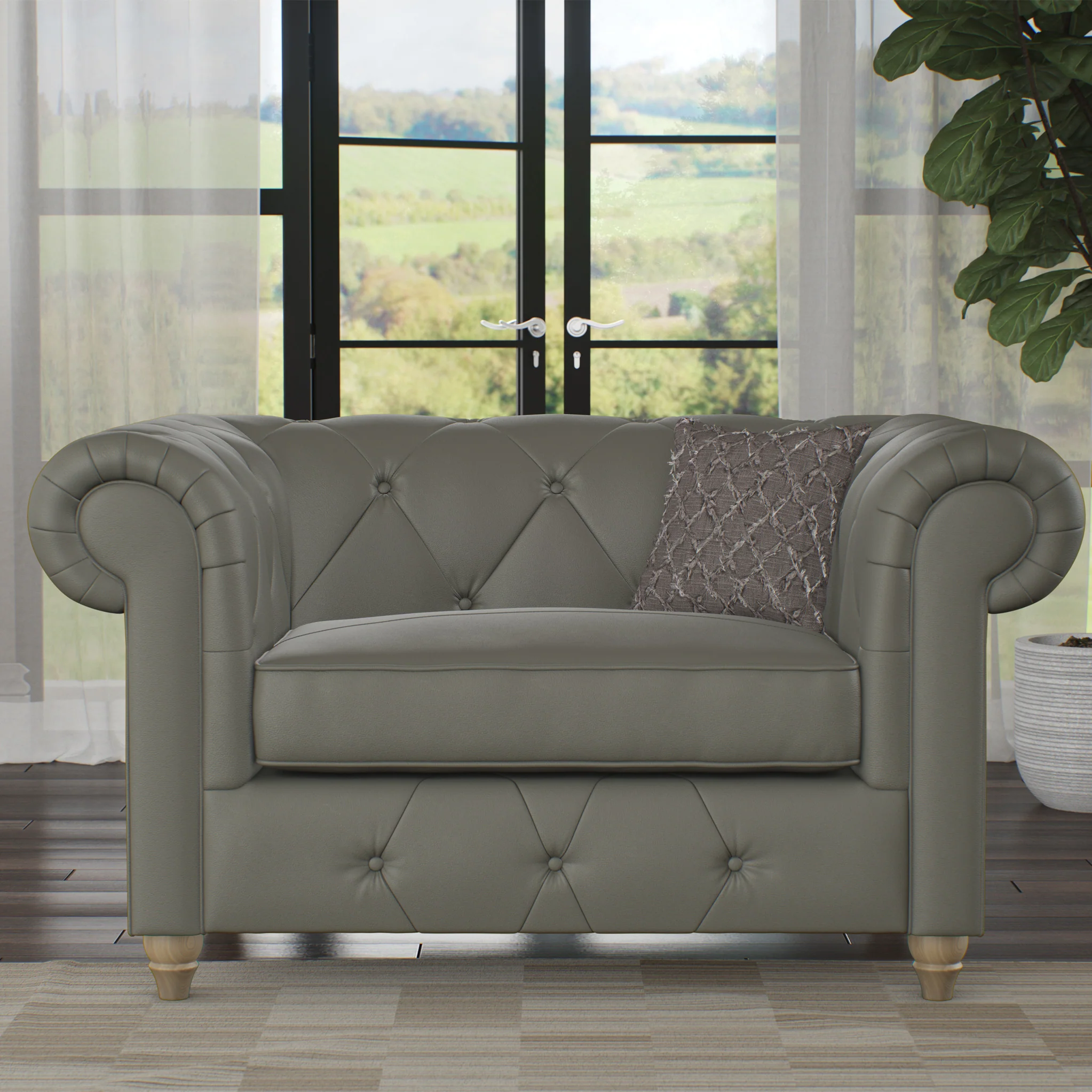 Everett Leather Snuggler Chair - Image 18