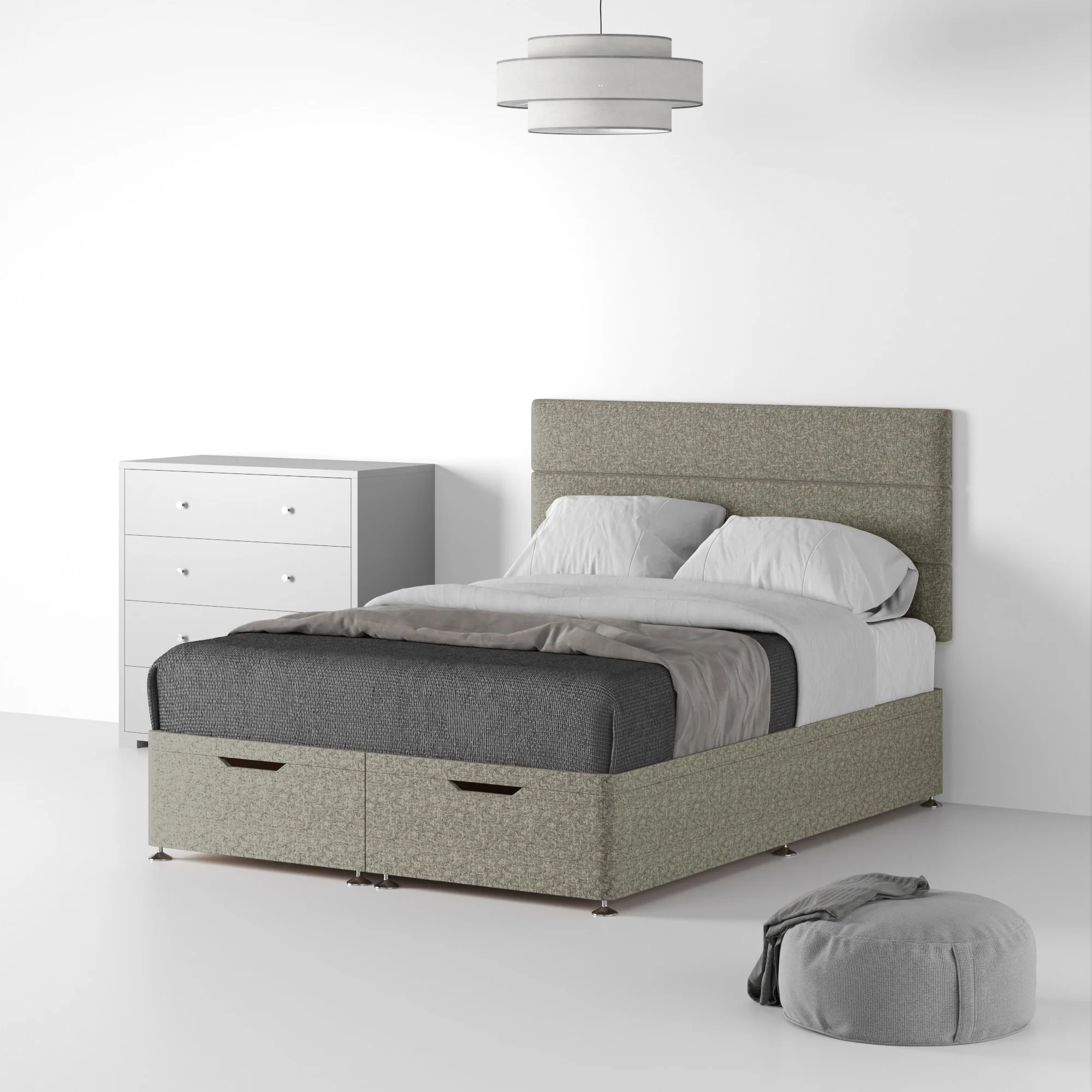 Farrow Bar Linen Ottoman Divan Bed and Headboard - Image 12
