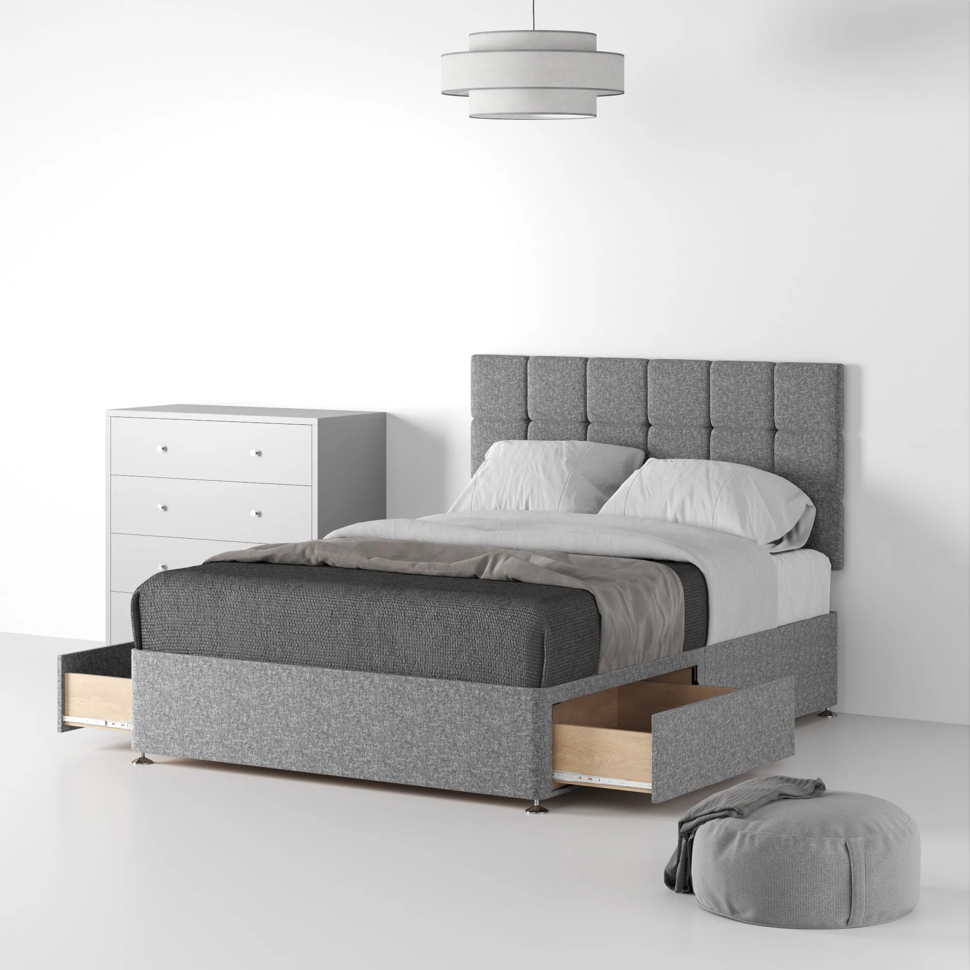 Farrow Cube Linen Divan Bed and Headboard - Image 15