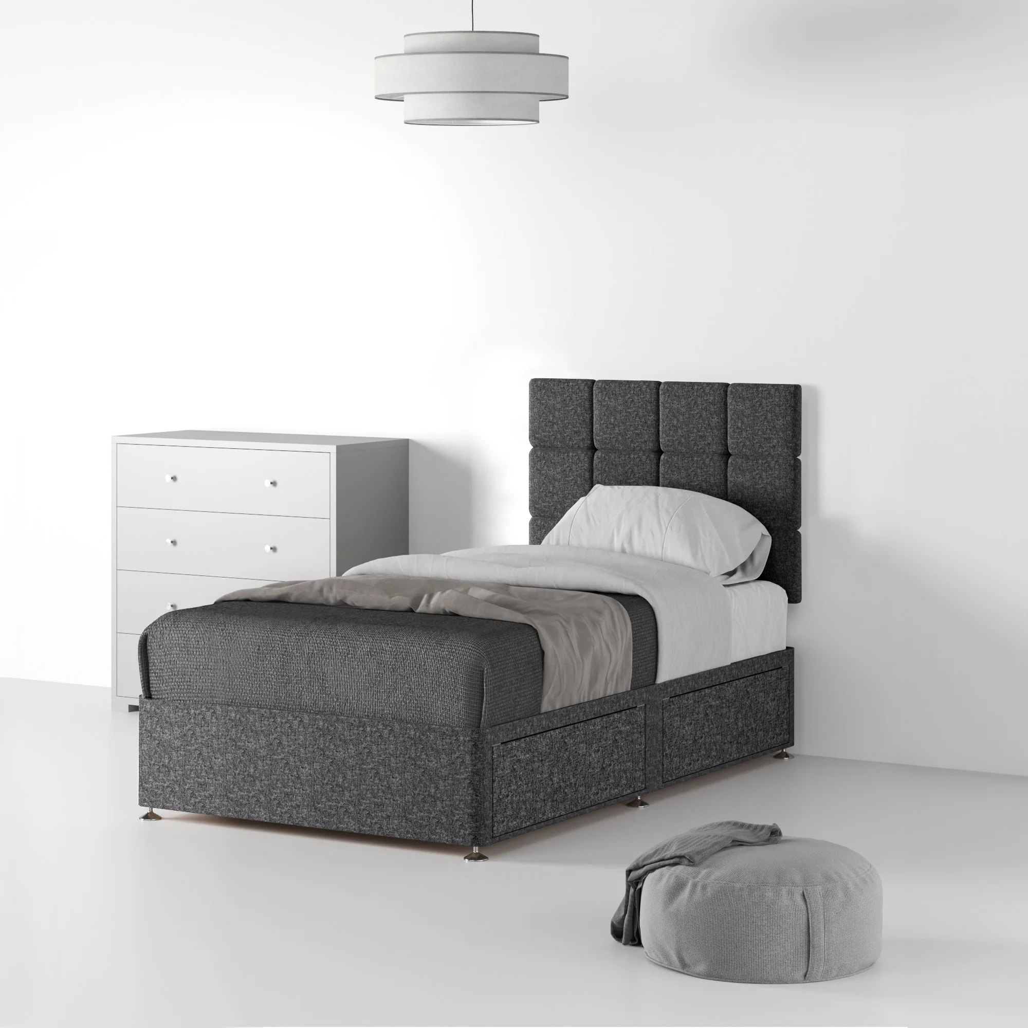Farrow Cube Linen Divan Bed and Headboard - Image 16