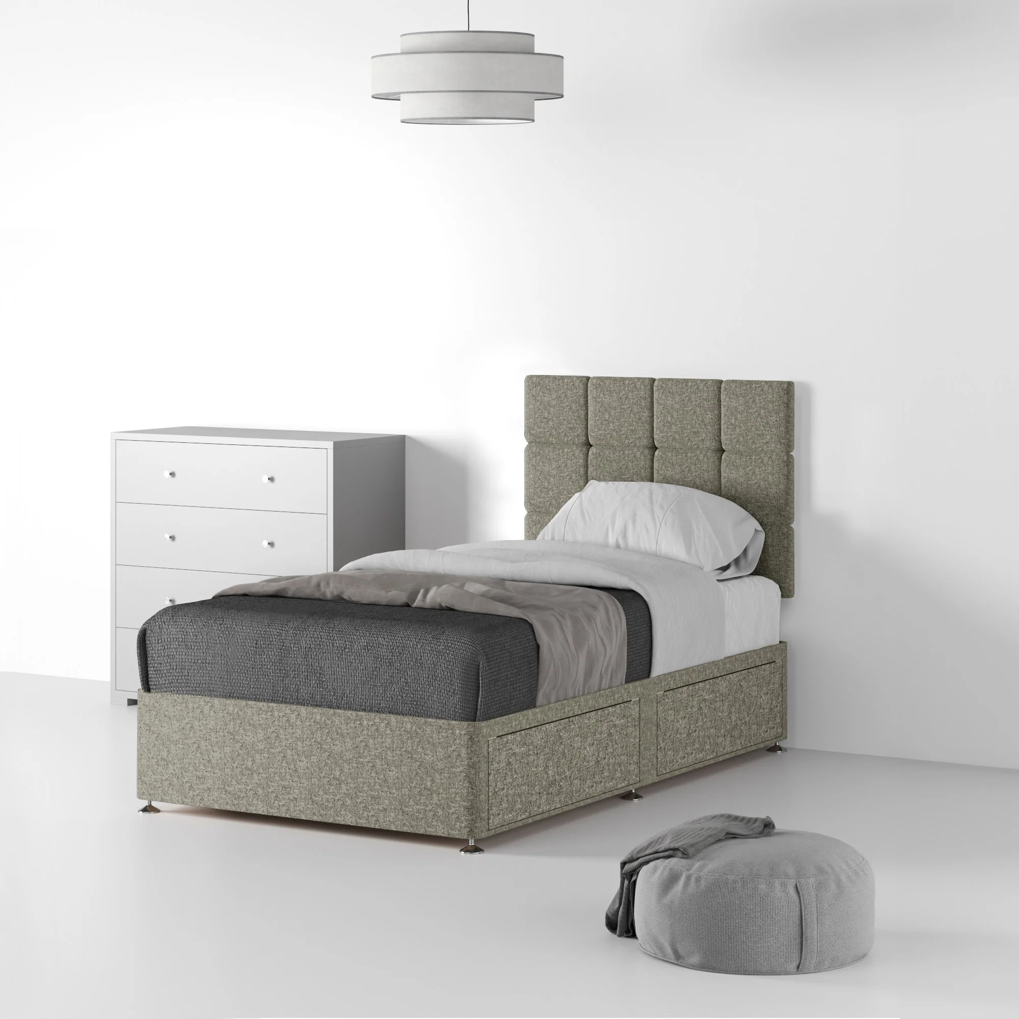 Farrow Cube Linen Divan Bed and Headboard - Image 19