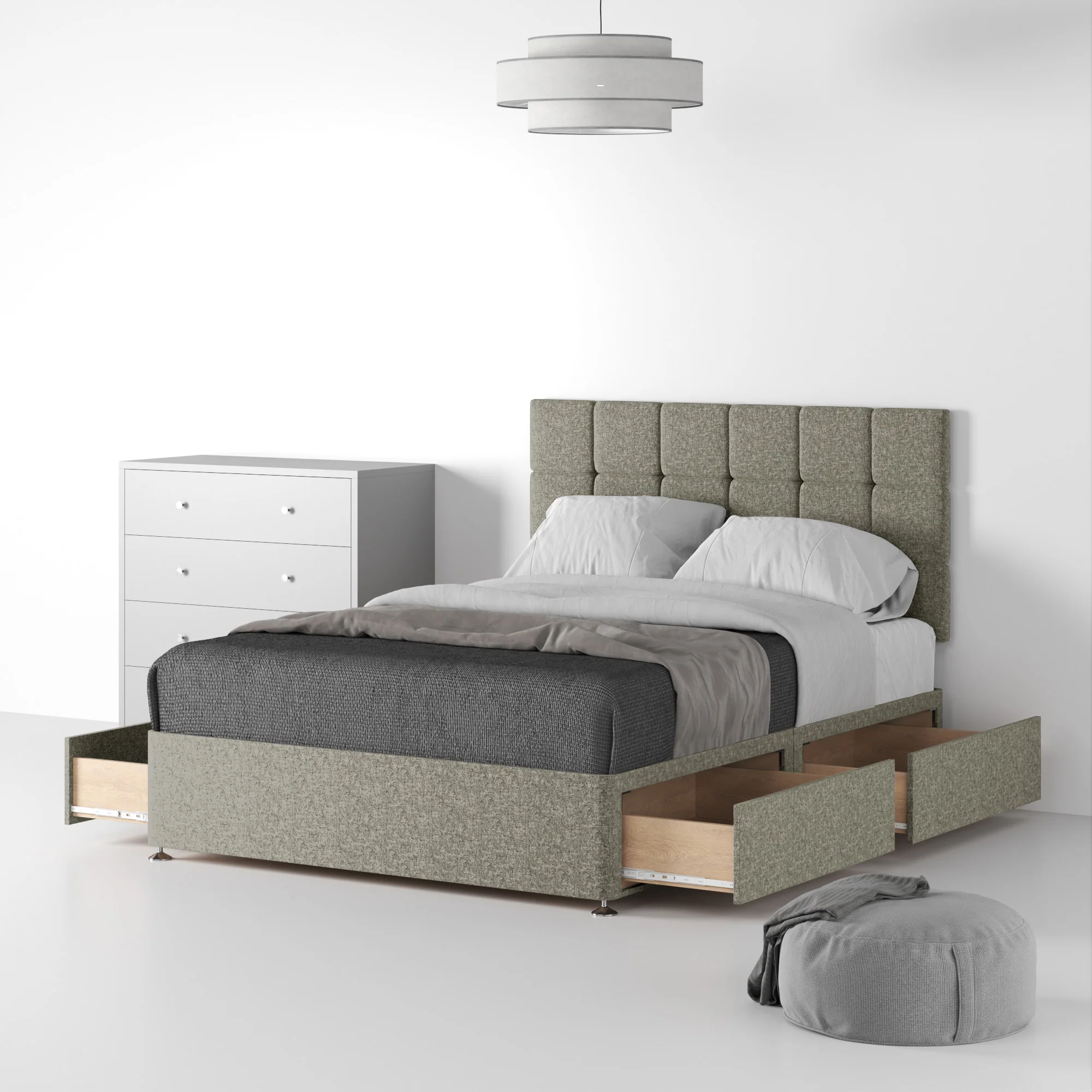 Farrow Cube Linen Divan Bed and Headboard - Image 31