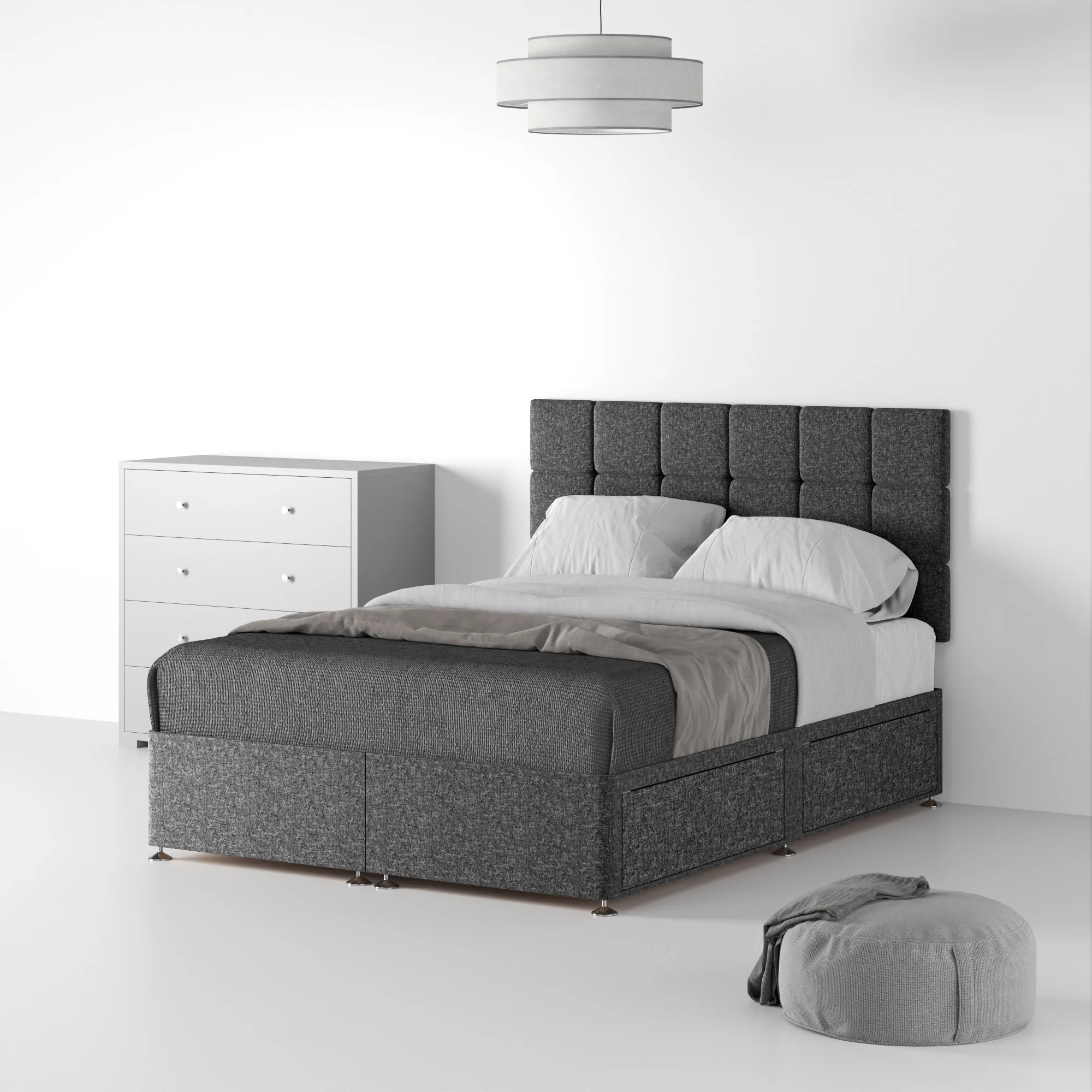 Farrow Cube Linen Divan Bed and Headboard - Image 34