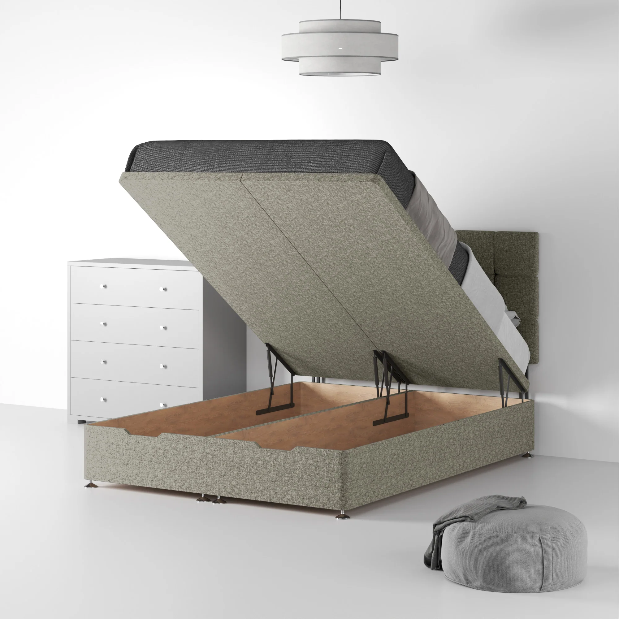 Farrow Cube Linen Divan Bed and Headboard - Image 43