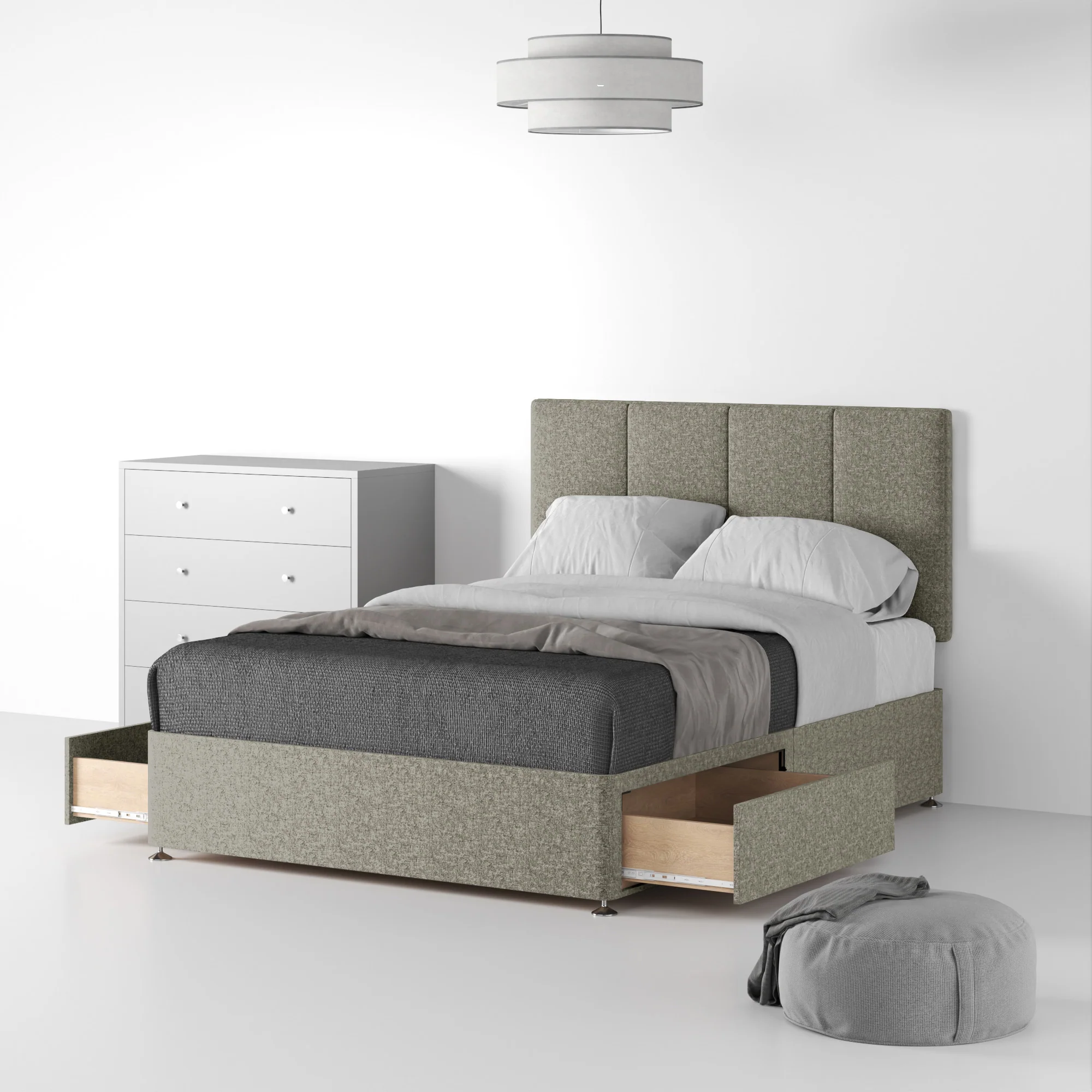 Farrow Piano Linen Divan Bed and Headboard - Image 13