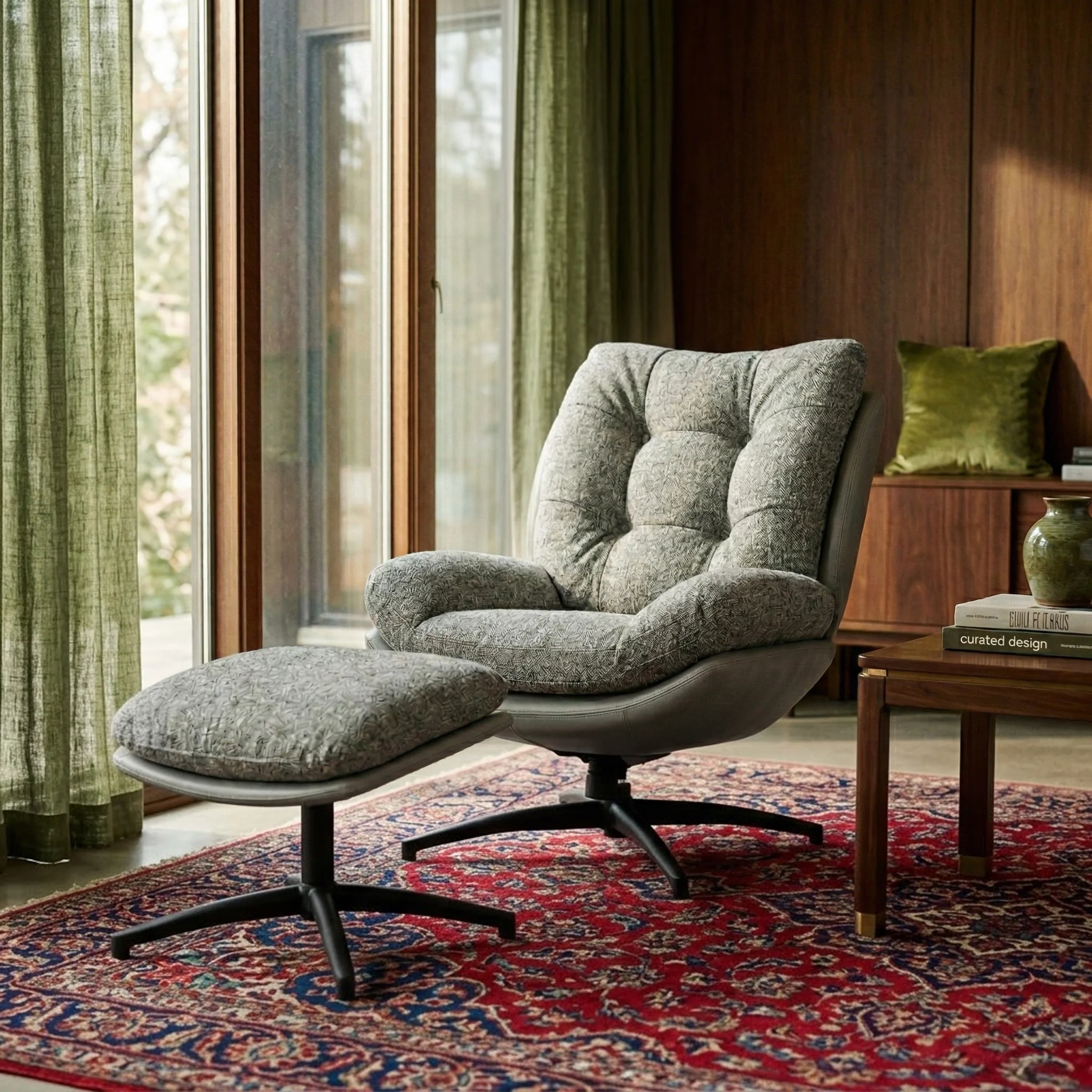 Kelso Lounge Accent Chair with Footstool - Image 2
