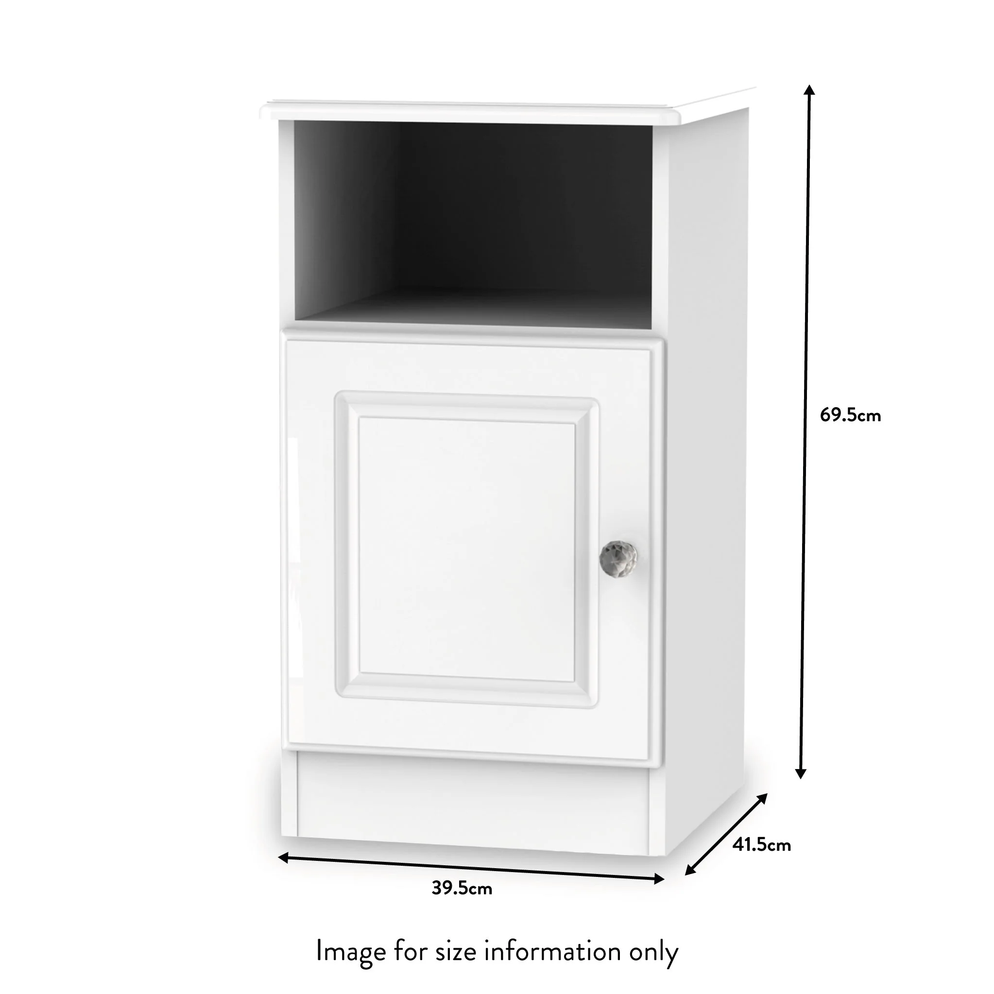 Kinsley White Gloss 1 Door with Open Shelf Cabinet - Image 4