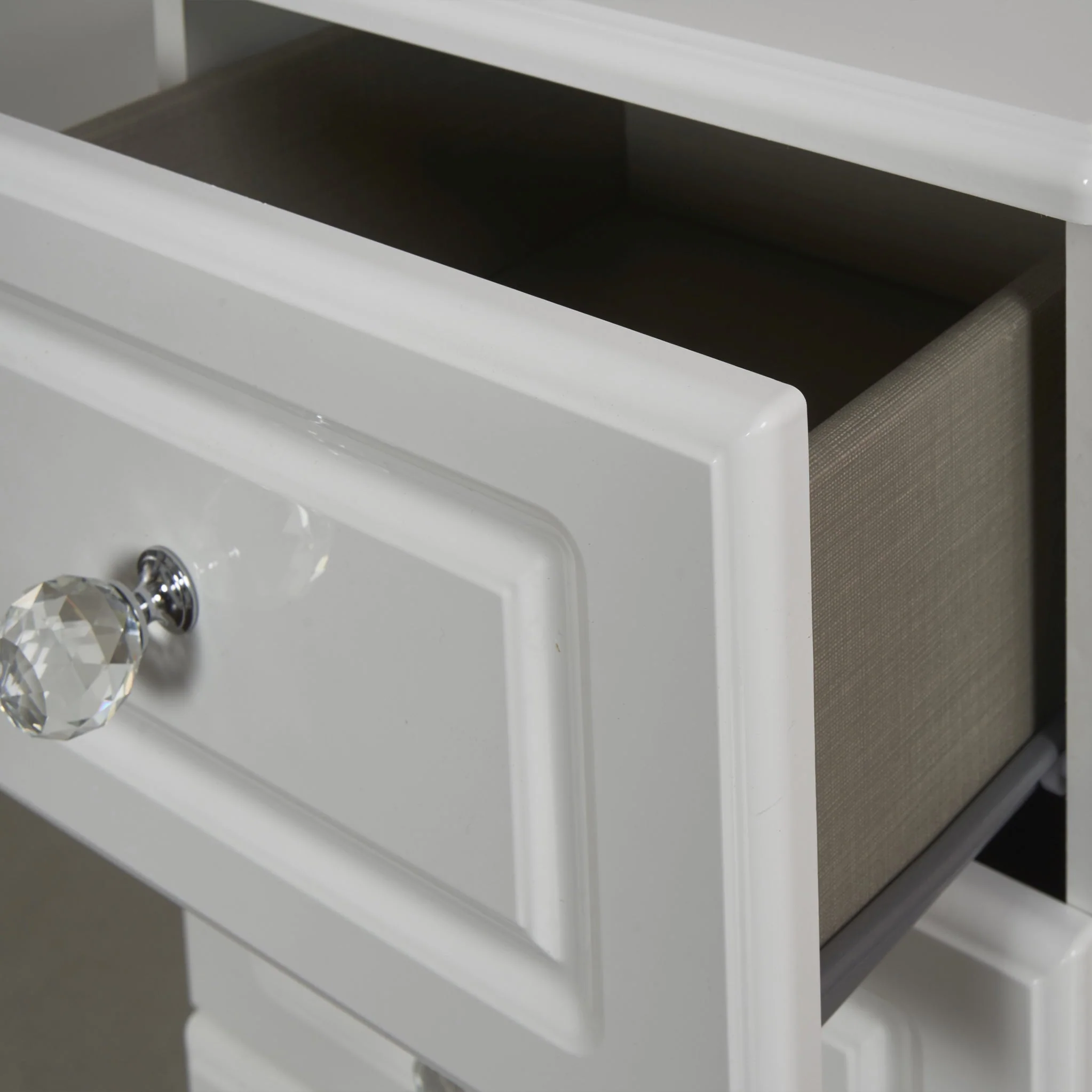 Kinsley White Gloss 3 Drawer Bedside Cabinet - Image 4