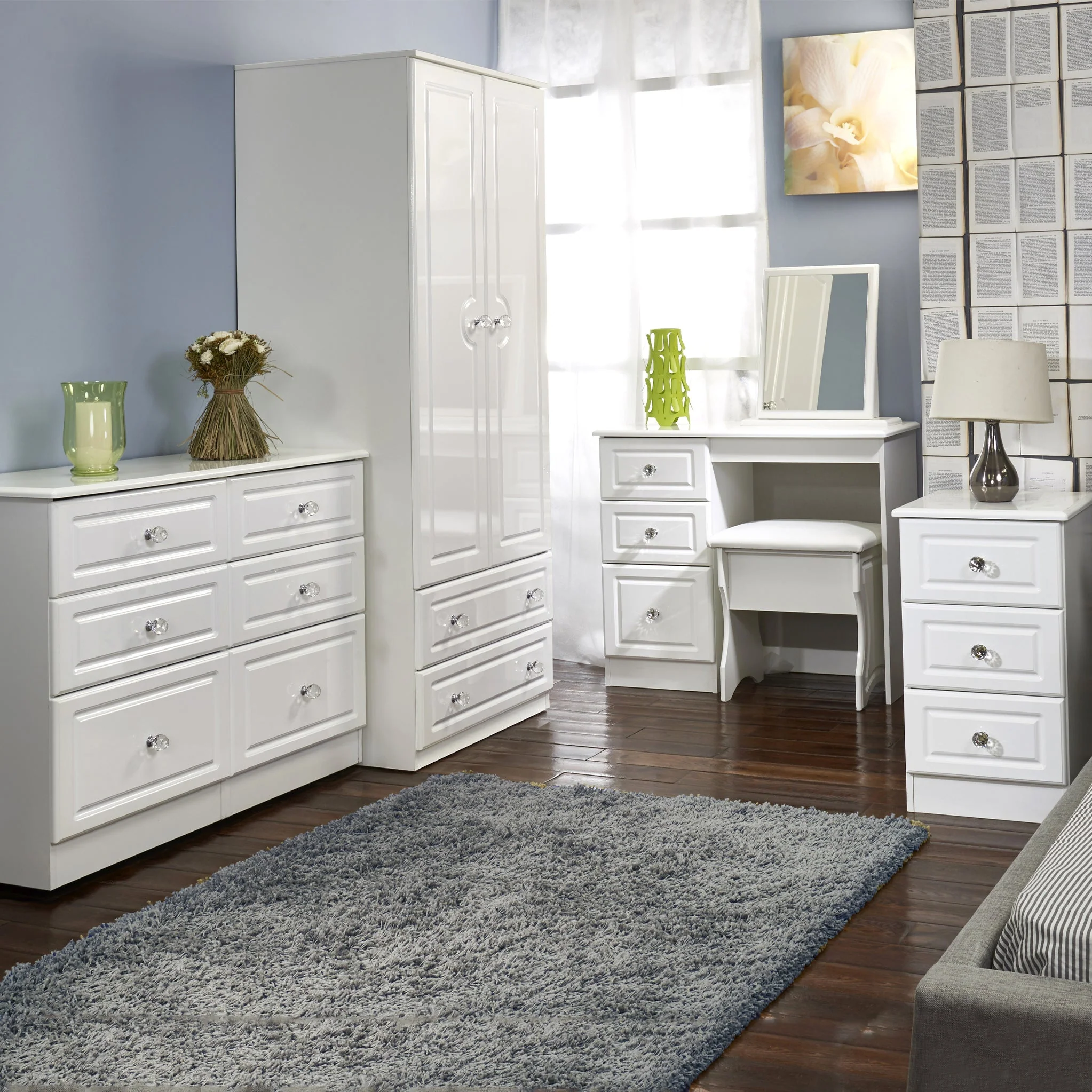 Kinsley White Gloss 6 Drawer Wide Chest - Image 3