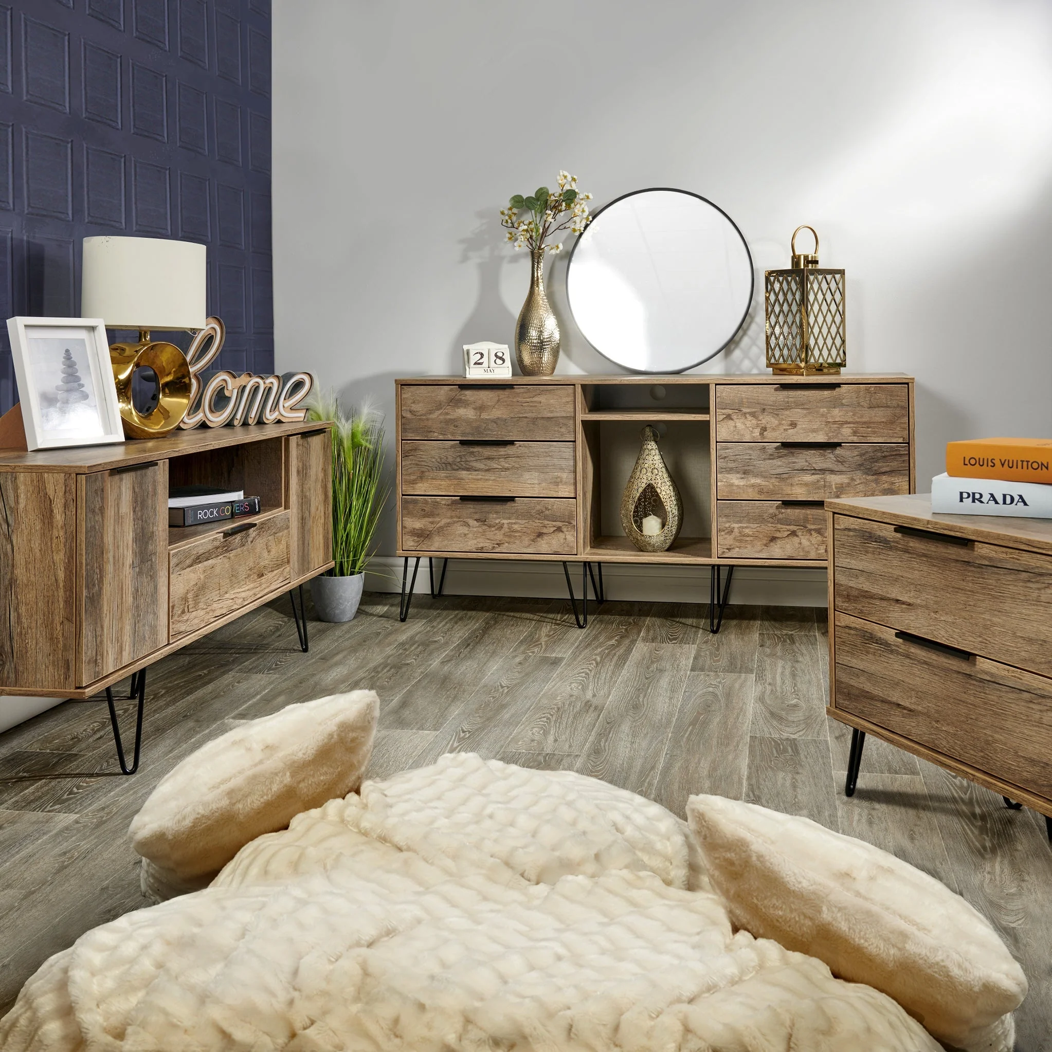 Moreno Rustic Oak 6 Drawer Sideboard - Image 7