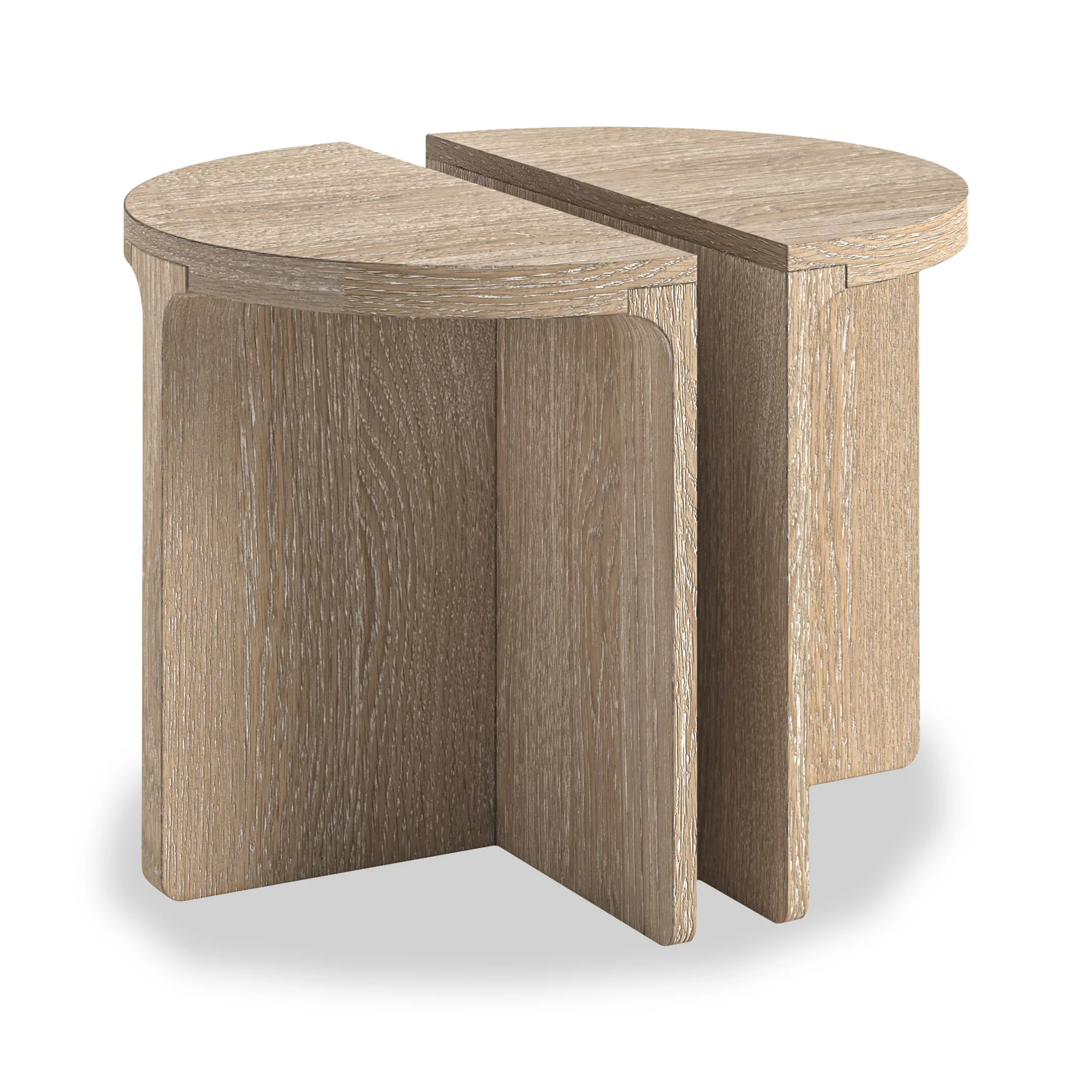 Mylor Washed Oak Half Moon Nest of Tables
