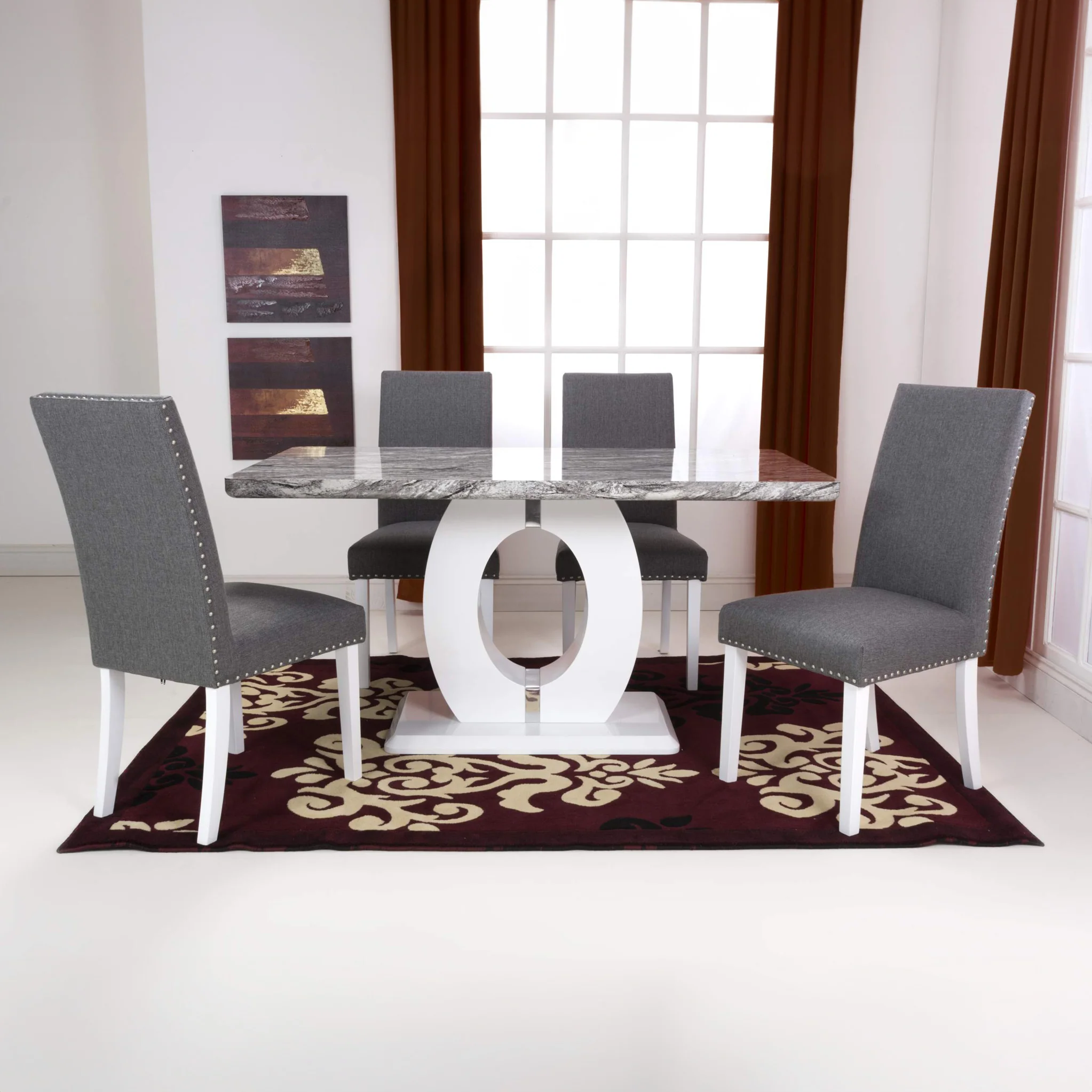 Pendeen 150cm Faux Marble Top Dining Table - Image 2