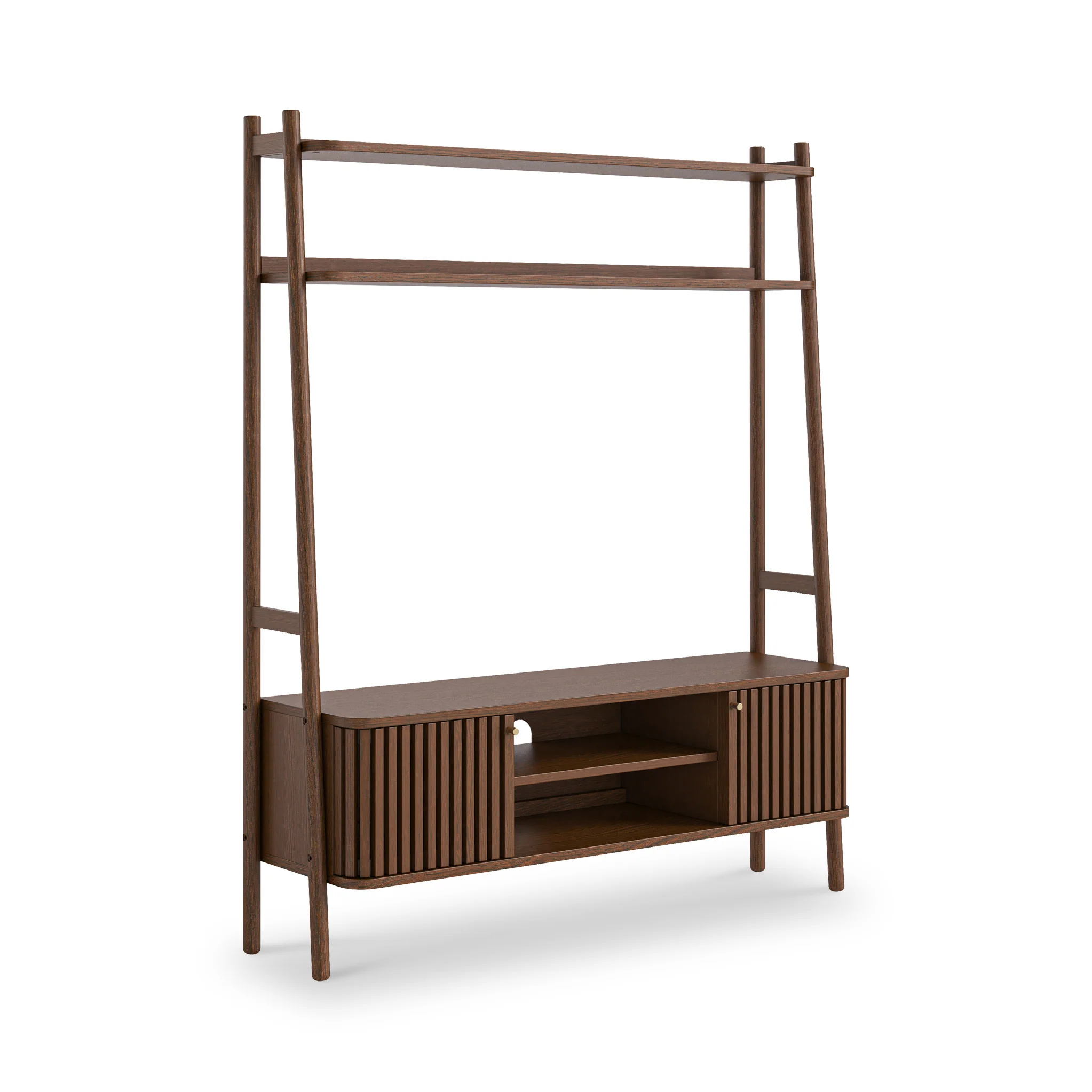 Shorwell Dark Oak Slatted 137cm  TV Ladder Unit