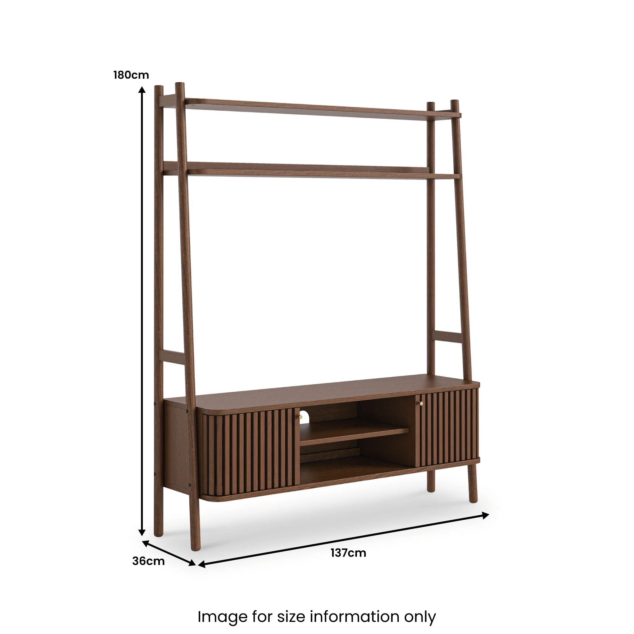 Shorwell Dark Oak Slatted 137cm  TV Ladder Unit - Image 3