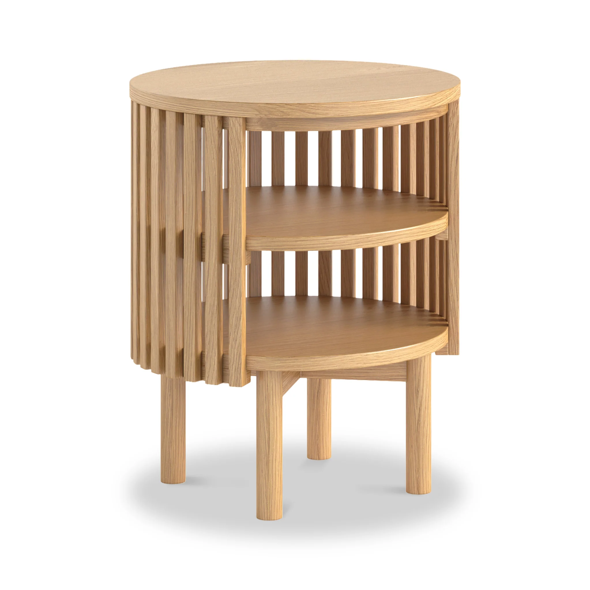 Shorwell Oak Slatted Open Shelf Side Table
