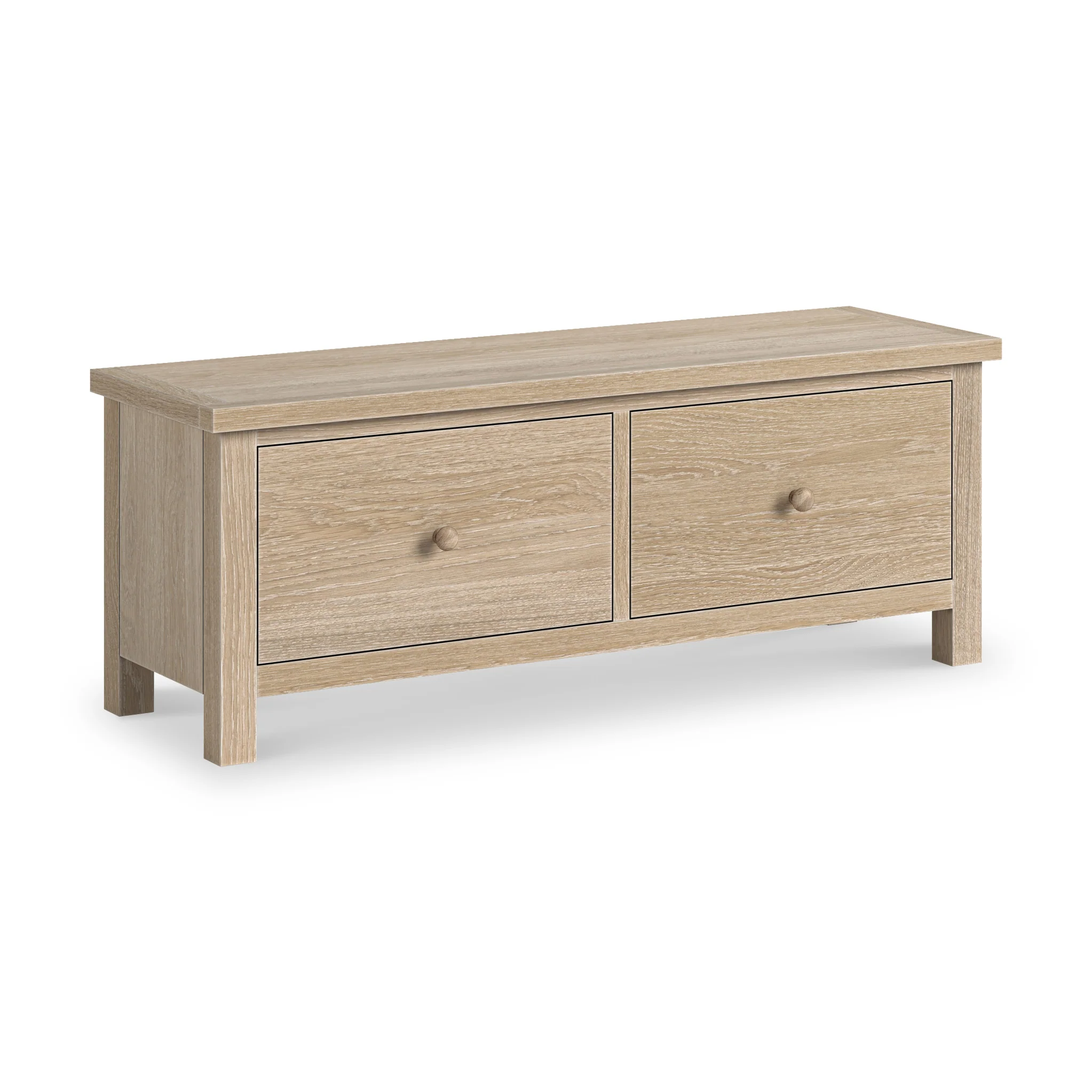 Trelan Washed Oak 2 Drawer Blanket Bench